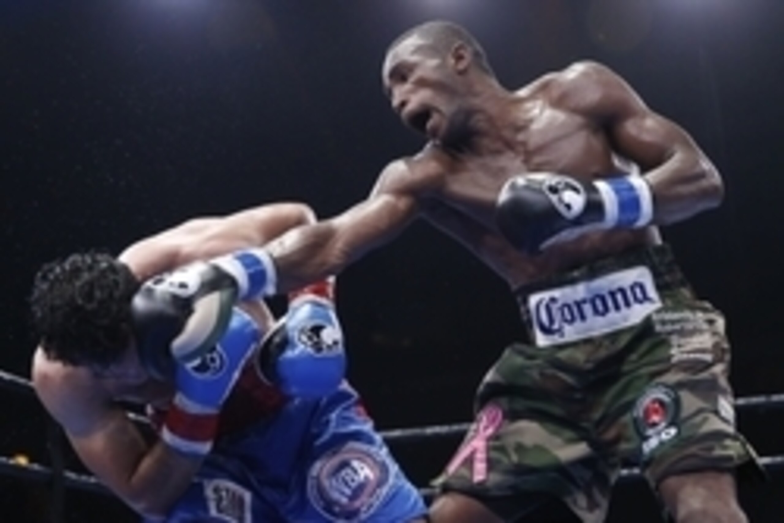 Jun 12, 2015; Chicago, IL, USA; Erislandy Lara right and Delevin Rodriguez left during the Premier Boxing Championships at UIC Pavilion. Mandatory Credit: Kamil Krzaczynski-USA TODAY Sports