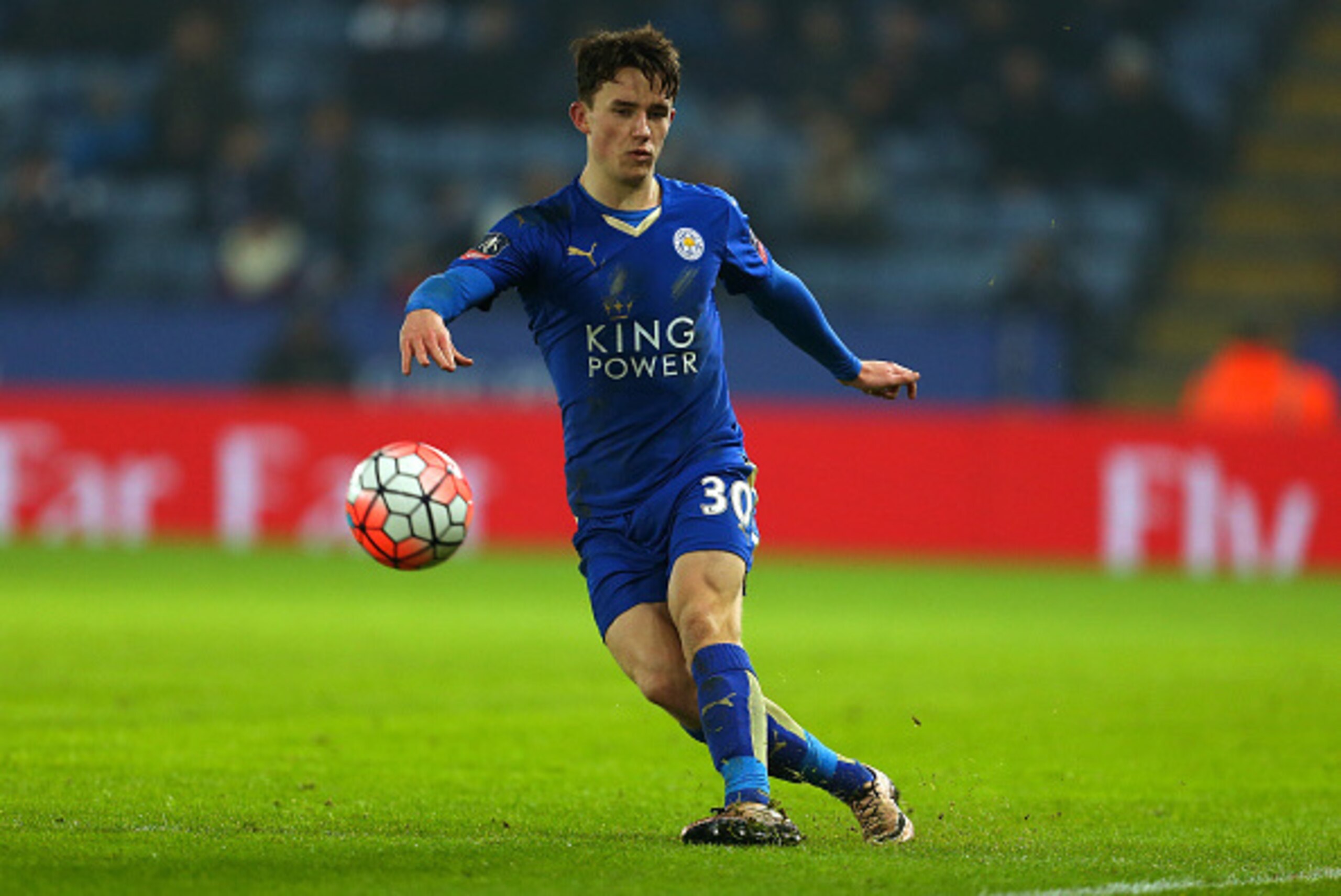 LEICESTER, ENGLAND - JANUARY 20 :  Ben Chilwell of Leicester City during the Emirates FA Cup match between Leicester City and Tottenham Hotspur at King Power Stadium on January 20, 2016 in Leicester, England.  (Photo by Catherine Ivill - AMA/Getty Images)