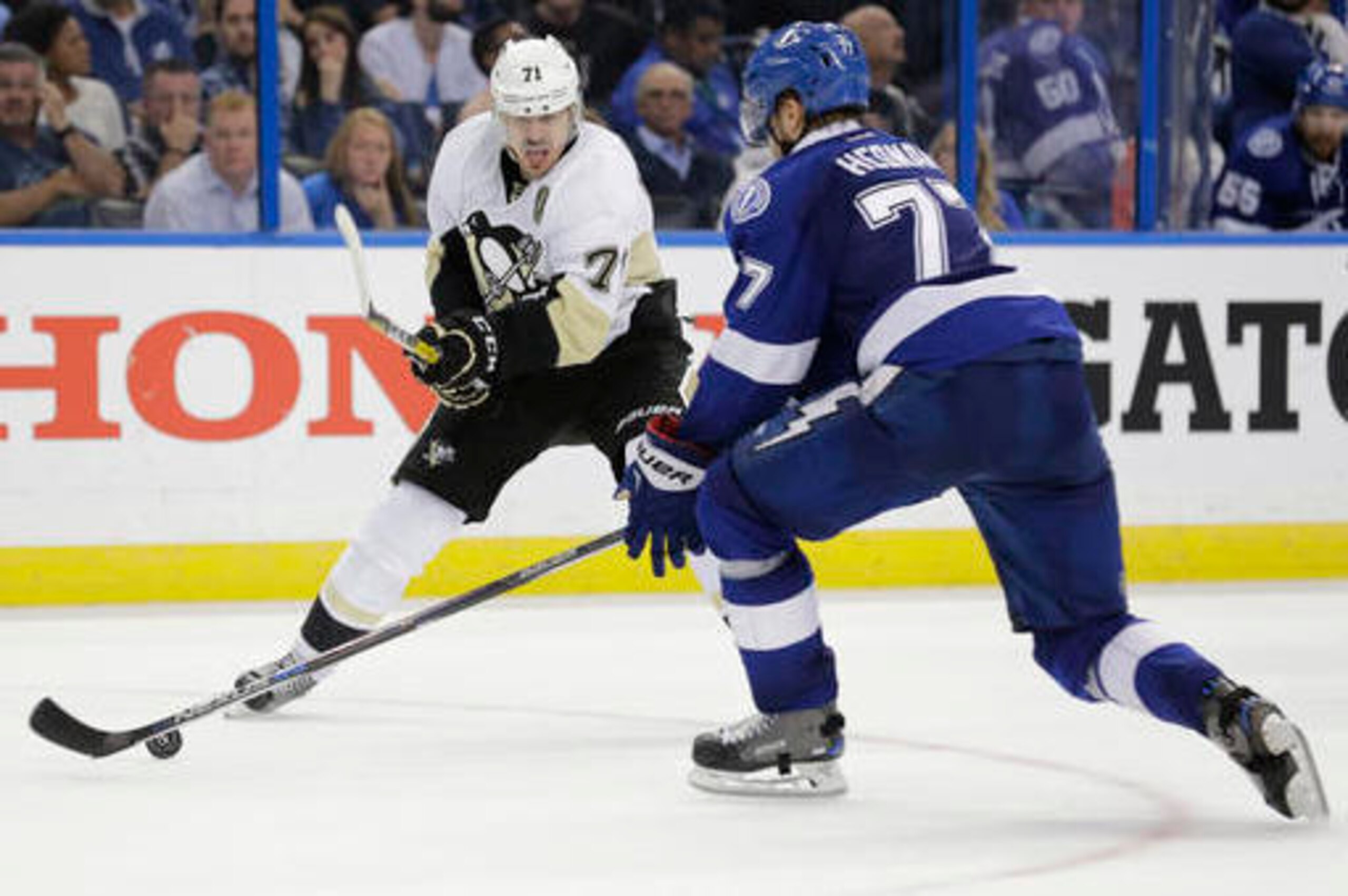 Victor Hedman has been held in check against the Penguins.