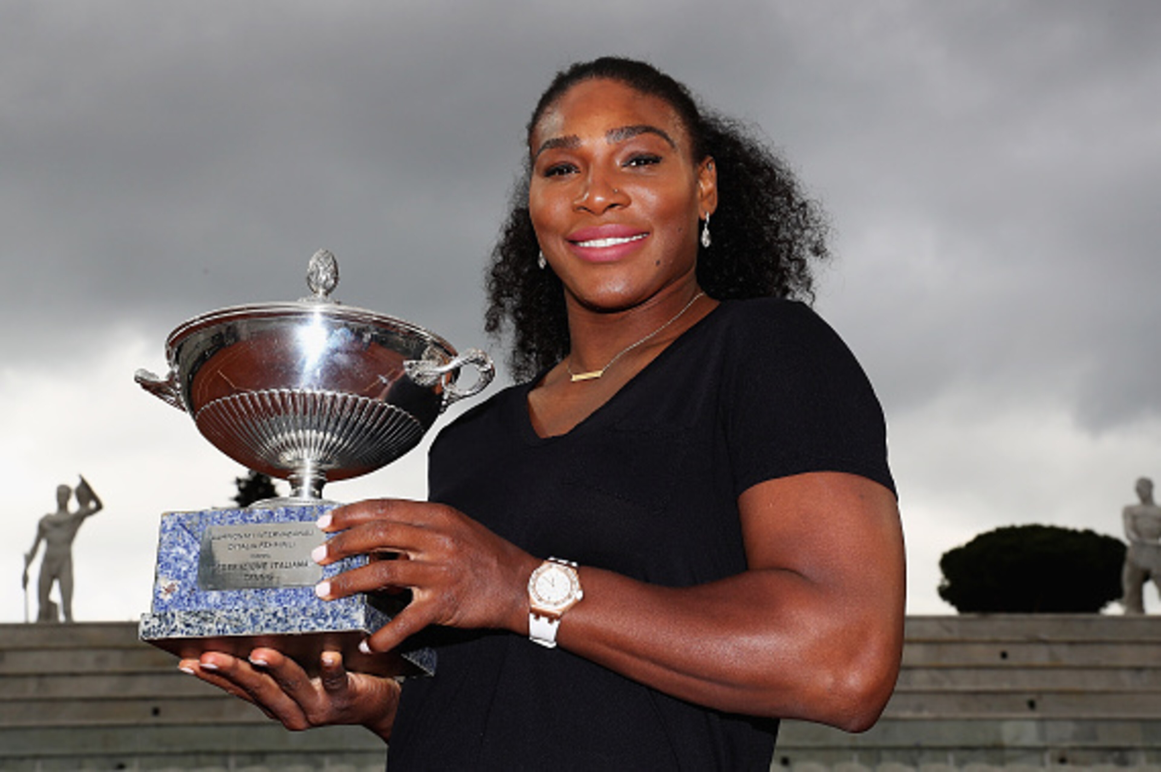 ROME, ITALY - MAY 15: Serena Williams of the United States pictured with the trophy after winning against Madison Keys of the United States during the Womens Singles Finalduring day eight of The Internazionali BNL d'Italia 2016 on May 15, 2016 in Rome, I ROME, ITALY - MAY 15: Serena Williams of the United States pictured with the trophy after winning against Madison Keys of the United States during the Womens Singles Finalduring day eight of The Internazionali BNL d'Italia 2016 on May 15, 2016 in Rome, I