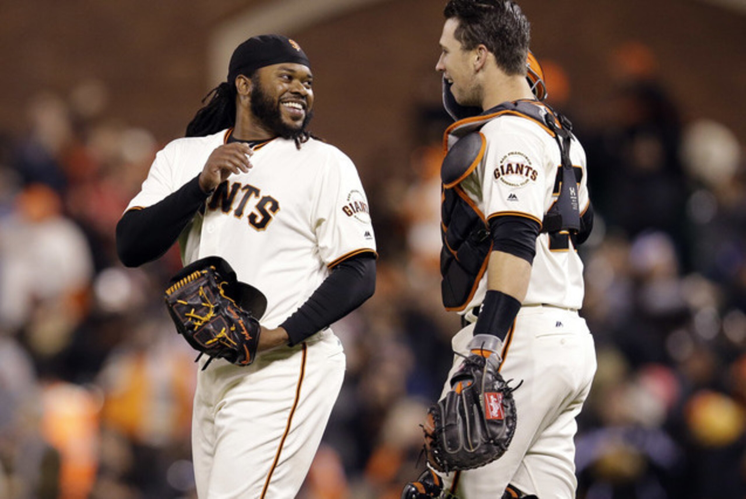 In his first season with the Giants, Johnny Cueto (left) has a 2.70 ERA.