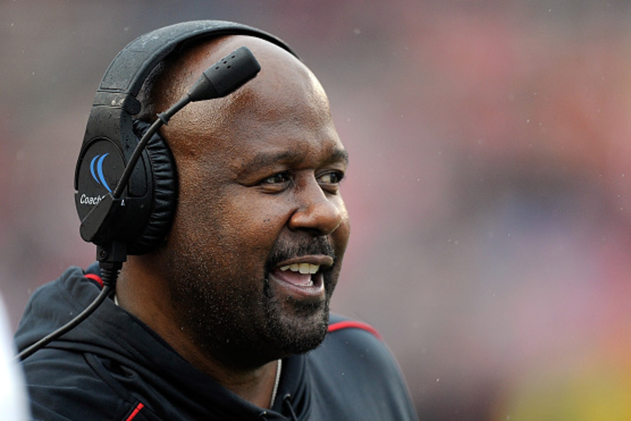 PISCATAWAY, NJ - NOVEMBER 28:  Interim head coach Mike Locksley of the Maryland Terrapins watches the game against the Rutgers Scarlet Knights on November 28, 2015 in Piscataway, New Jersey.  (Photo by G Fiume/Maryland Terrapins/Getty Images)