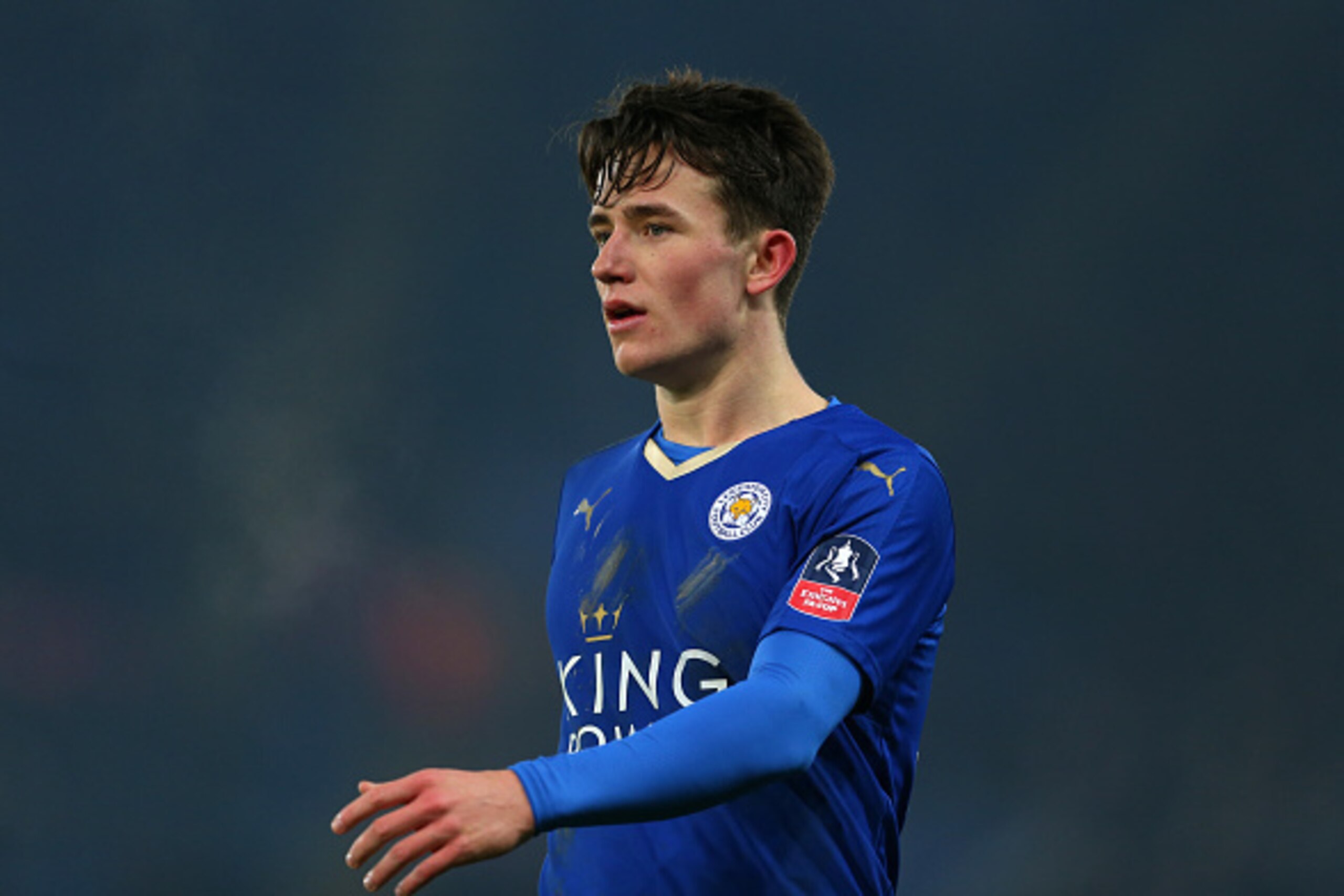 LEICESTER, ENGLAND - JANUARY 20 :  Ben Chilwell of Leicester City during the Emirates FA Cup match between Leicester City and Tottenham Hotspur at King Power Stadium on January 20, 2016 in Leicester, England.  (Photo by Catherine Ivill - AMA/Getty Images)