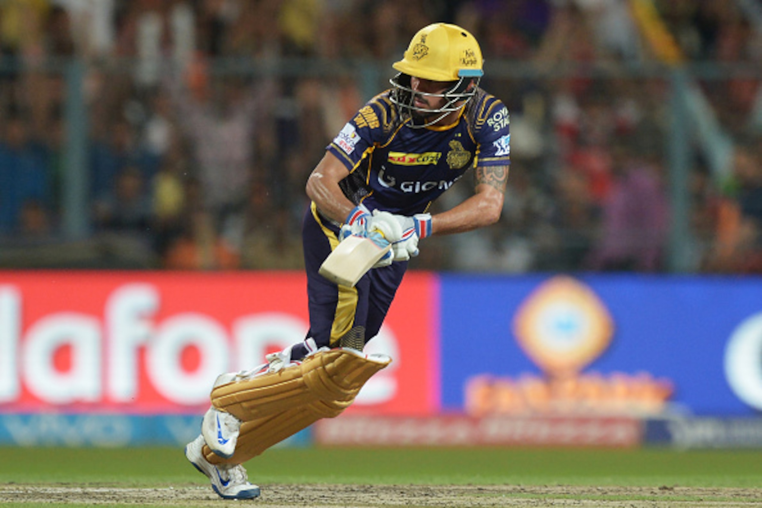 Kolkata Knight Riders Manish Pandey plays a shot during the 2016 Indian Premier League (IPL) Twenty20 cricket match between Kolkata Knight Riders and Royal Challengers Bangalore at the Eden Gardens Cricket Stadium in Kolkata on May 16, 2016.  ----IMAGE RE