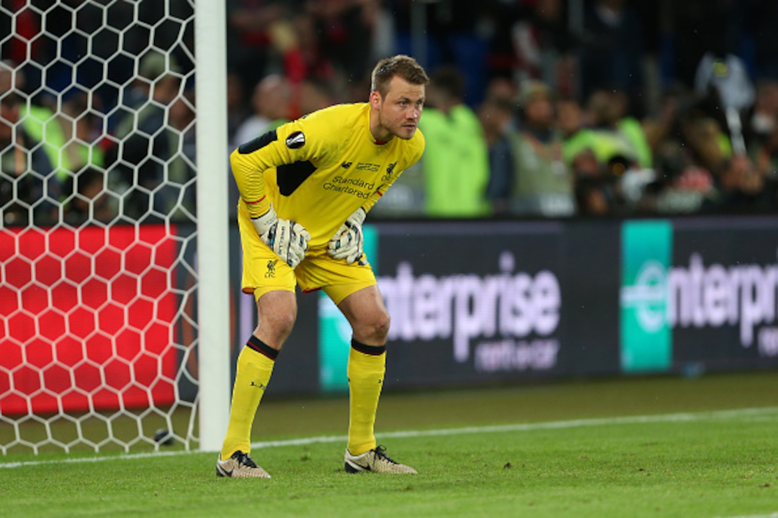 BASEL, SWITZERLAND - MAY 18:  Liverpool goalkeeper Simon Mignolet during the UEFA Europa League Final match between Liverpool and Sevilla at St. Jakob-Park on May 18, 2016 in Basel, Switzerland. (Photo by Catherine Ivill - AMA/Getty Images)