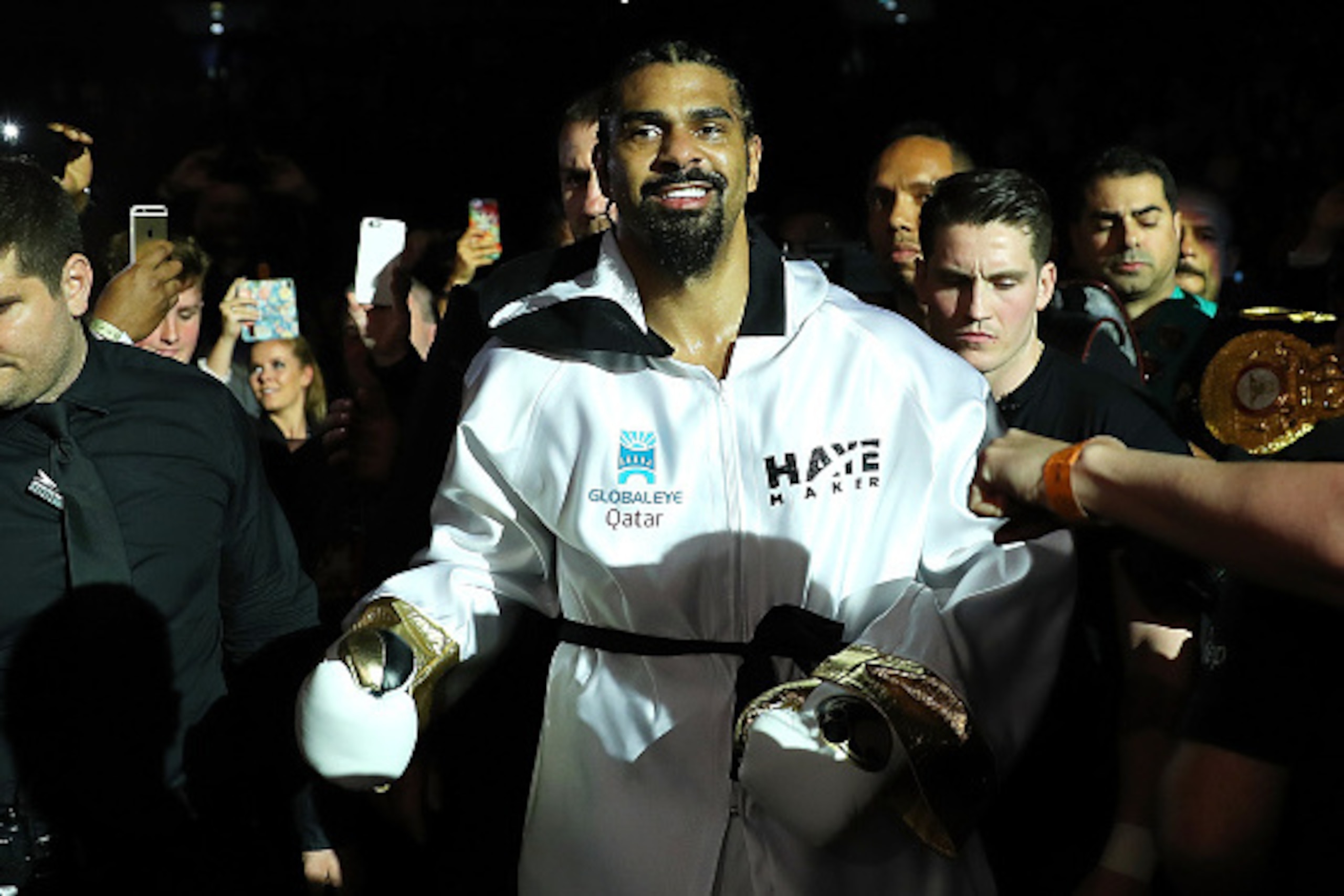 LONDON, ENGLAND - MAY 21:  David Haye of England walks to the ring prior to the start of his Heavyweight fight against Arnold Gjergjaj of Switzerland at The O2 Arena on May 21, 2016 in London, England.  (Photo by Richard Heathcote/Getty Images)