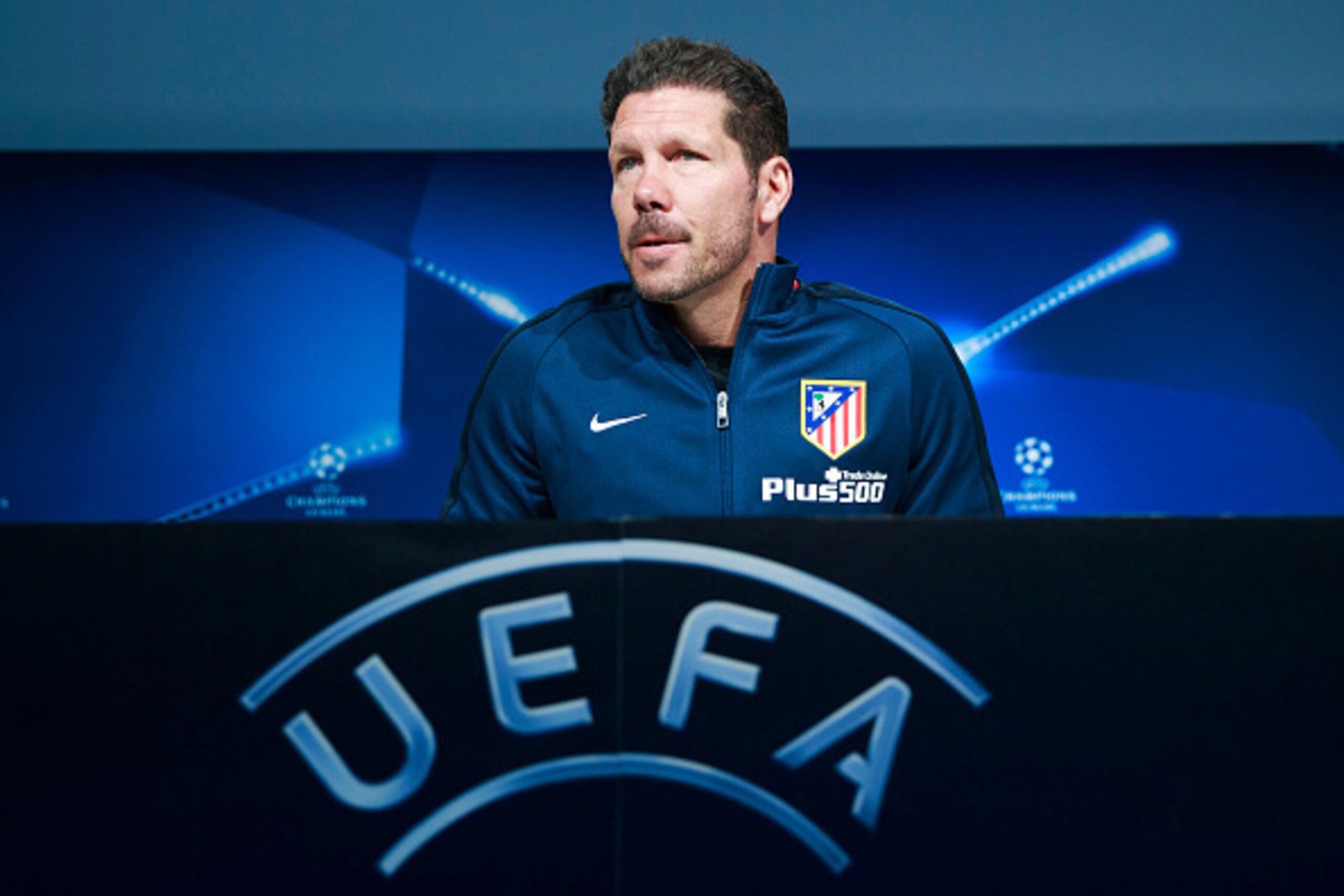 MADRID, SPAIN - MAY 21: Head coach Diego Pablo Simeone attends a press conference during the Club Atletico de Madrid Open Media Day ahead of the UEFA Champions League Final match against Real Madrid CF on May 21, 2016 in Majadahonda, Spain.