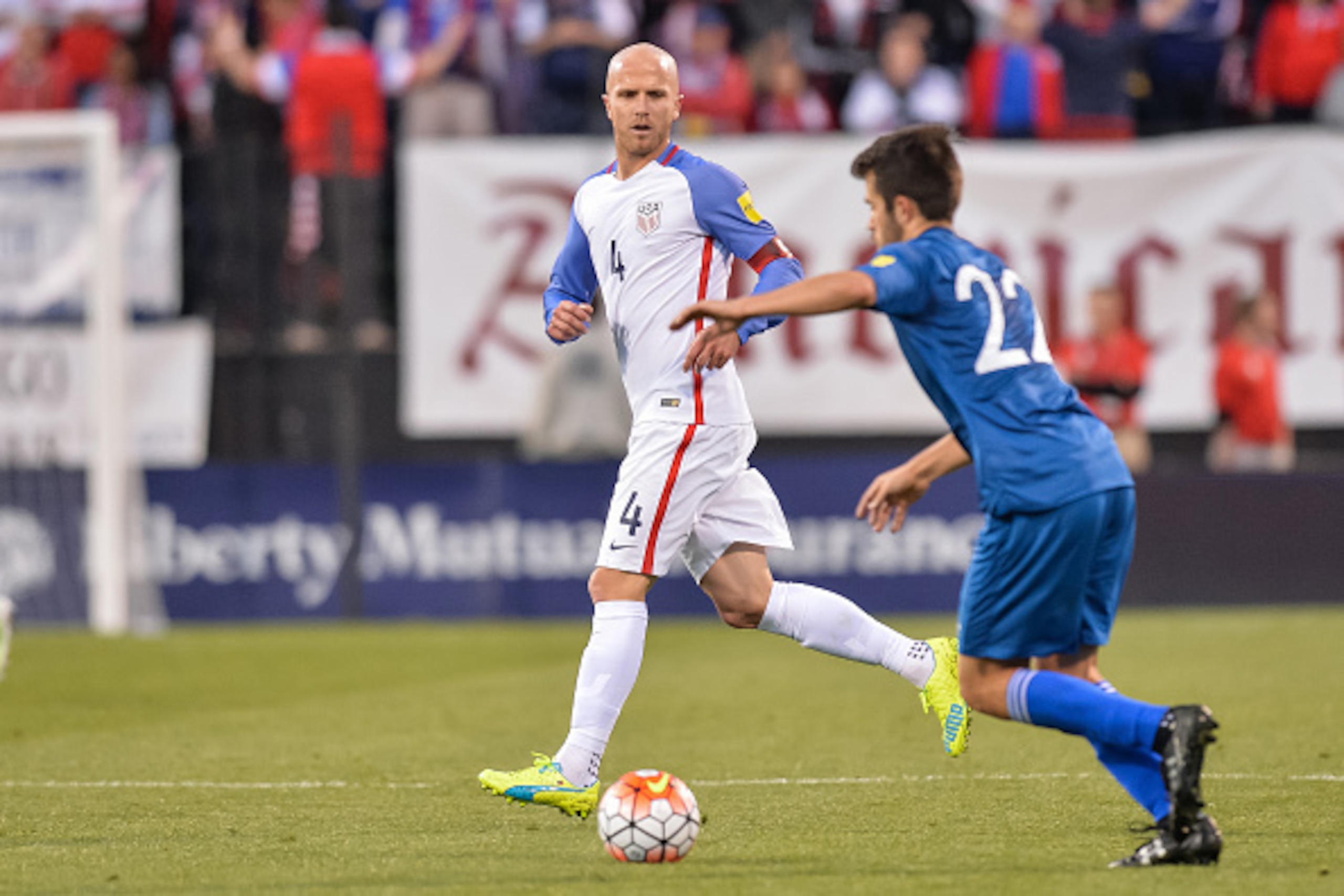 COLUMBUS, OH - MARCH 29:  Michael Bradley #4 of the United States Men's National Team defends against Guatemala during the FIFA 2018  World Cup qualifier on March 29, 2016 at MAPFRE Stadium in Columbus, Ohio. The United States defeated Guatemala 4-0.  (Ph