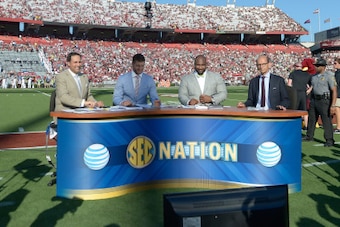 COLUMBIA, SC - AUGUST 28:  General view of the SEC Network pregame braodcast during the game between the South Carolina Gamecocks and the Texas A&M Aggies at Williams-Brice Stadium on August 28, 2014 in Columbia, South Carolina.  (Photo by Grant Halverson