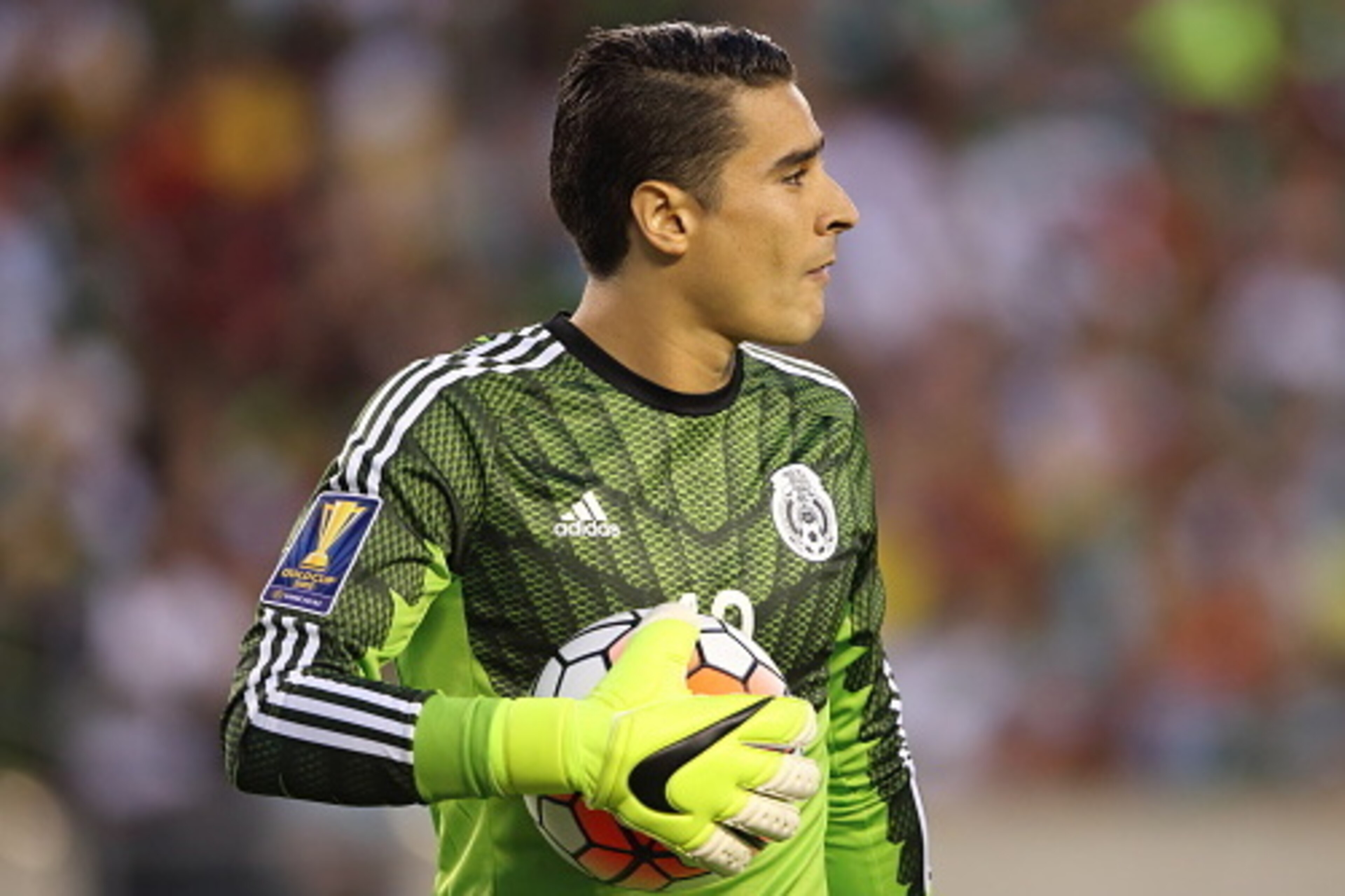 PHILADELPHIA, PA  - JULY 26:  Guillermo Ochoa #13 of Mexico during the 2015 CONCACAF Gold Cup Final match between Jamaica and Mexico at Lincoln Financial Field on July 26, 2015 in Philadelphia, Pennsylvania.  (Photo by Matthew Ashton - AMA/Getty Images)