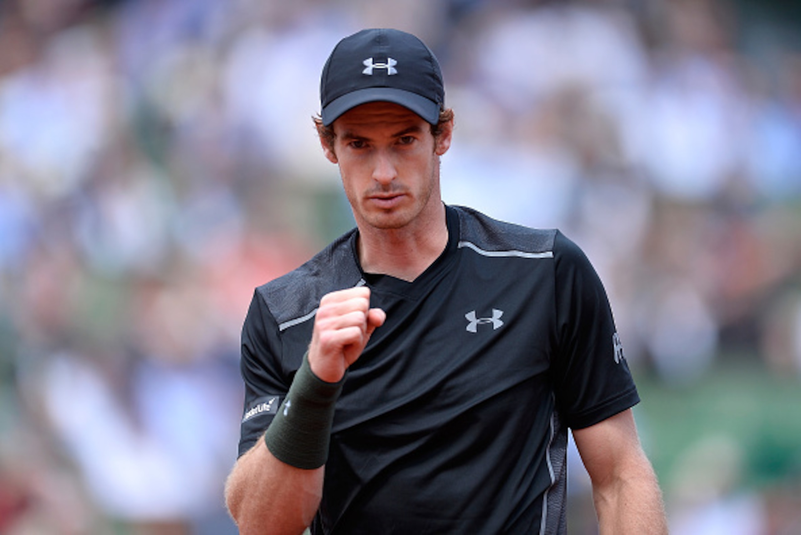 PARIS, FRANCE - MAY 25:  Andy Murray of Great Britain reacts during his men's single second round match against Mathias Bourgue of France on day four of the 2016 French Open at Roland Garros on May 25, 2016 in Paris, France.  (Photo by Aurelien Meunier/Ge
