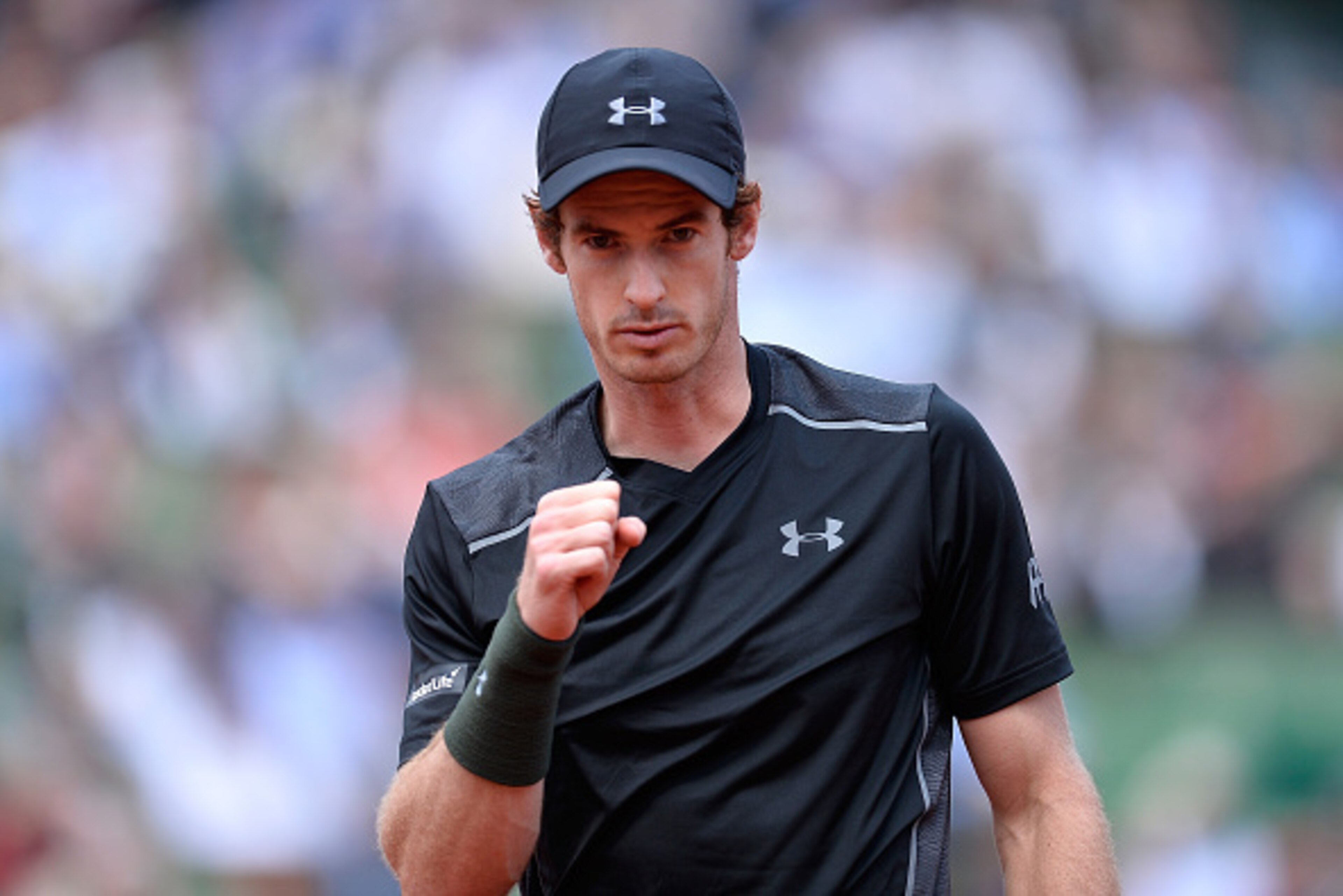 PARIS, FRANCE - MAY 25:  Andy Murray of Great Britain reacts during his men's single second round match against Mathias Bourgue of France on day four of the 2016 French Open at Roland Garros on May 25, 2016 in Paris, France.  (Photo by Aurelien Meunier/Ge