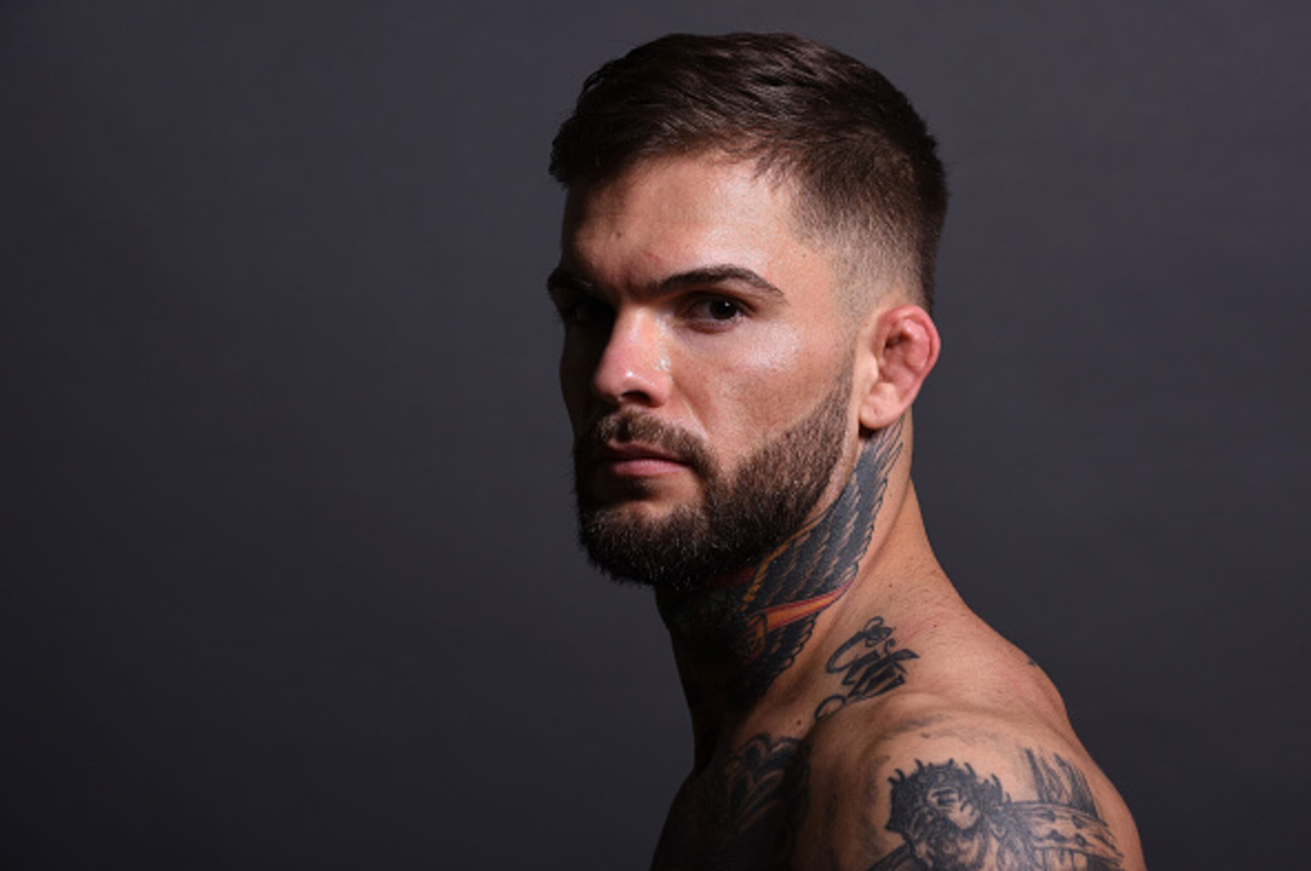 PITTSBURGH, PA - FEBRUARY 21:  Cody Garbrandt poses for a post fight portrait backstage during the UFC Fight Night event at Consol Energy Center on February 21, 2016 in Pittsburgh, Pennsylvania. (Photo by Mike Roach/Zuffa LLC/Zuffa LLC via Getty Images)