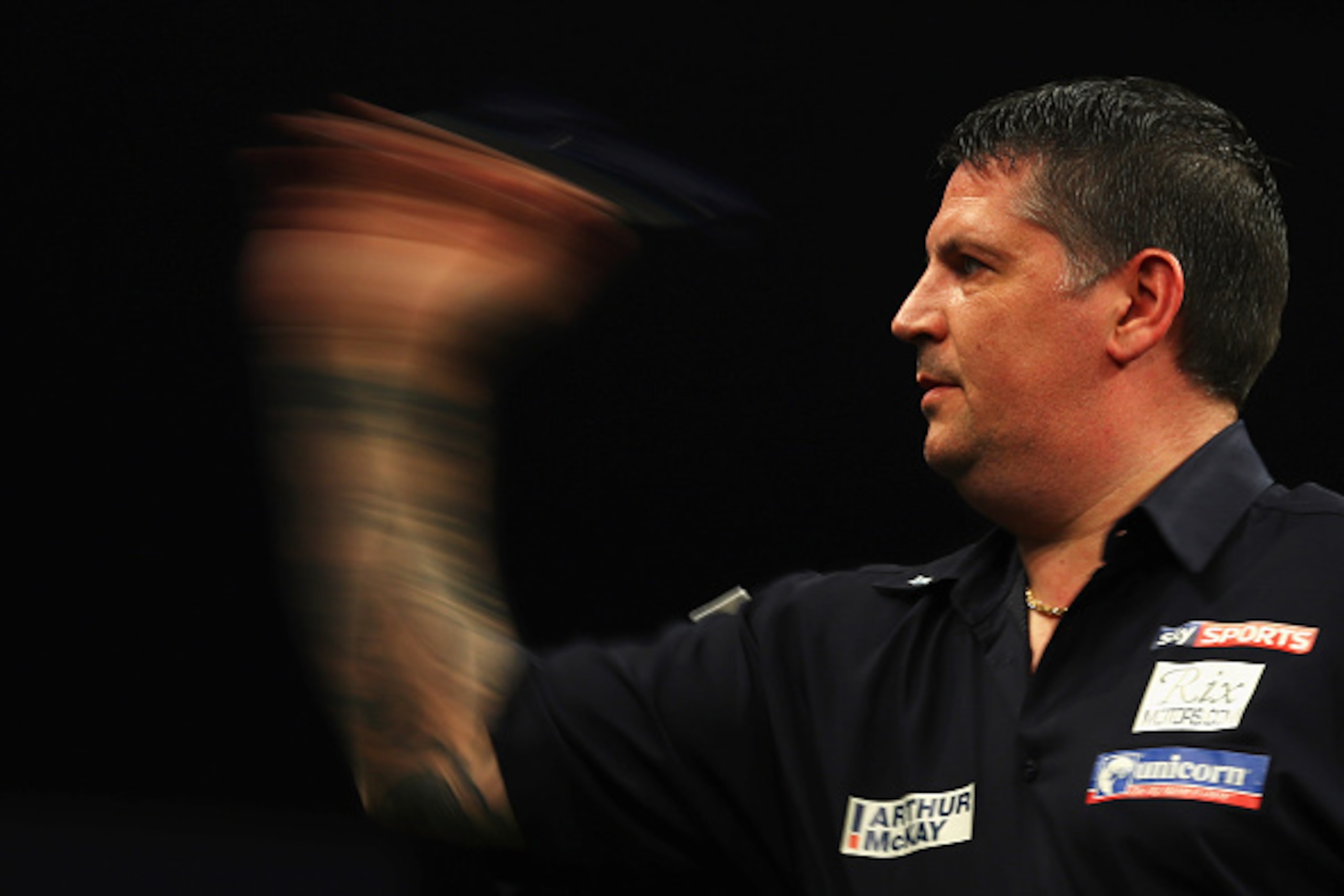 ROTTERDAM, NETHERLANDS - MAY 12: Gary Anderson of Scotland plays a shot in his match against Adrian Lewis of England during the Darts Betway Premier League Night 15 at Rotterdam Ahoy on May 12, 2016 in Rotterdam, . (Photo by Dean Mouhtaropoulos/Getty Im ROTTERDAM, NETHERLANDS - MAY 12: Gary Anderson of Scotland plays a shot in his match against Adrian Lewis of England during the Darts Betway Premier League Night 15 at Rotterdam Ahoy on May 12, 2016 in Rotterdam, . (Photo by Dean Mouhtaropoulos/Getty Im