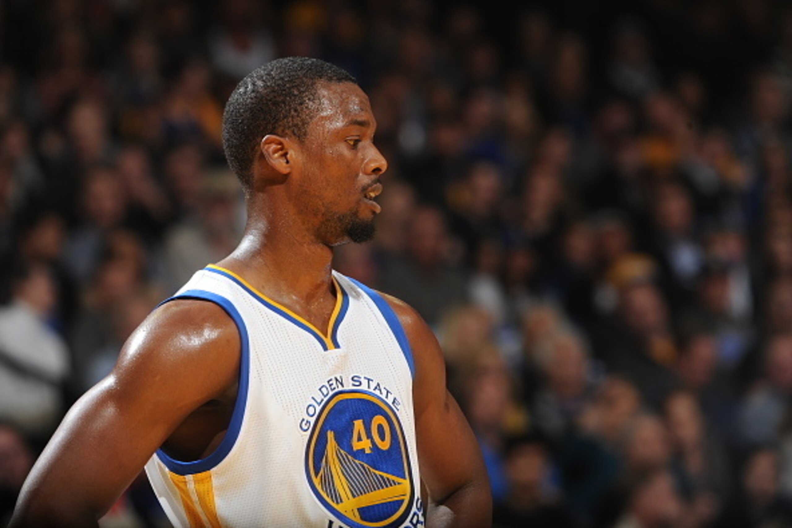OAKLAND, CA - APRIL 1: Harrison Barnes #40 of the Golden State Warriors is seen against the Boston Celtics on April 1, 2016 at Oracle Arena in Oakland, California. NOTE TO USER: User expressly acknowledges and agrees that, by downloading and or using this