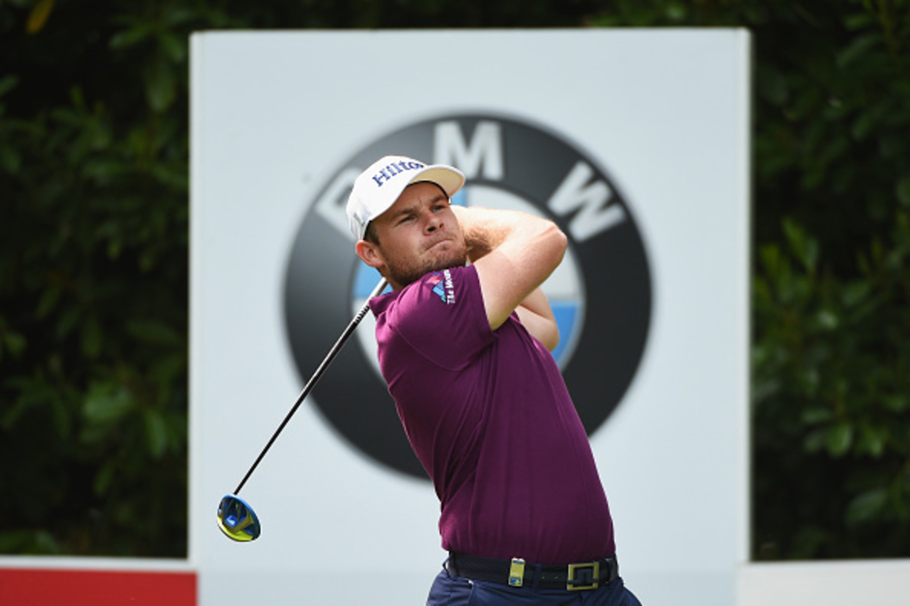 VIRGINIA WATER, ENGLAND - MAY 28:  Tyrrell Hatton of England tees off on the 16th hole during day three of the BMW PGA Championship at Wentworth on May 28, 2016 in Virginia Water, England.  (Photo by Ross Kinnaird/Getty Images)