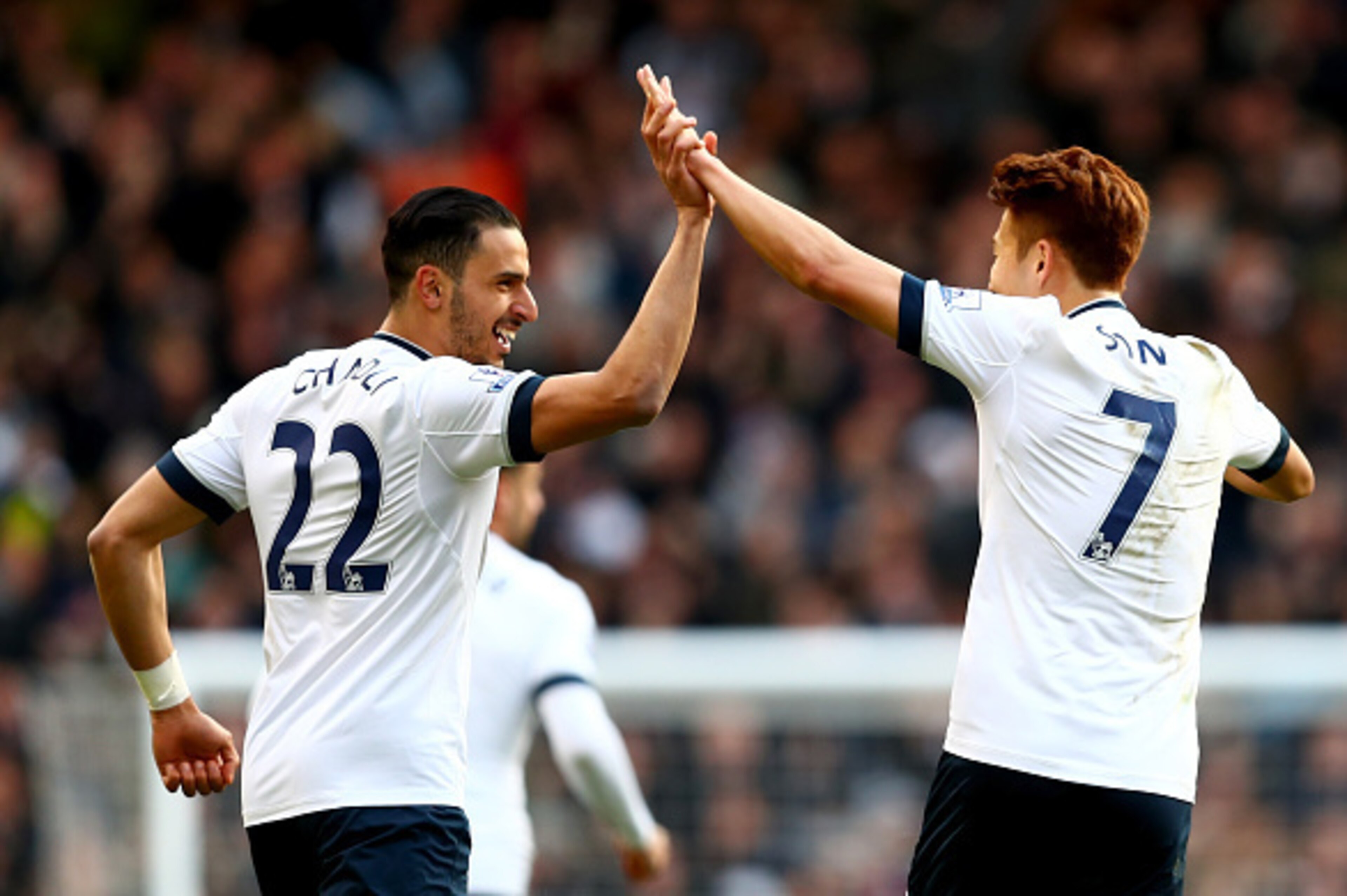 LONDON, ENGLAND - FEBRUARY 28: Nacer Chadli of Tottenham Hotspur celebrates scoring his goal during the Barclays Premier League match between Tottenham Hotspur and Swansea City at White Hart Lane on February 28, 2016 in London, England. (Photo by Clive LONDON, ENGLAND - FEBRUARY 28: Nacer Chadli of Tottenham Hotspur celebrates scoring his goal during the Barclays Premier League match between Tottenham Hotspur and Swansea City at White Hart Lane on February 28, 2016 in London, England. (Photo by Clive