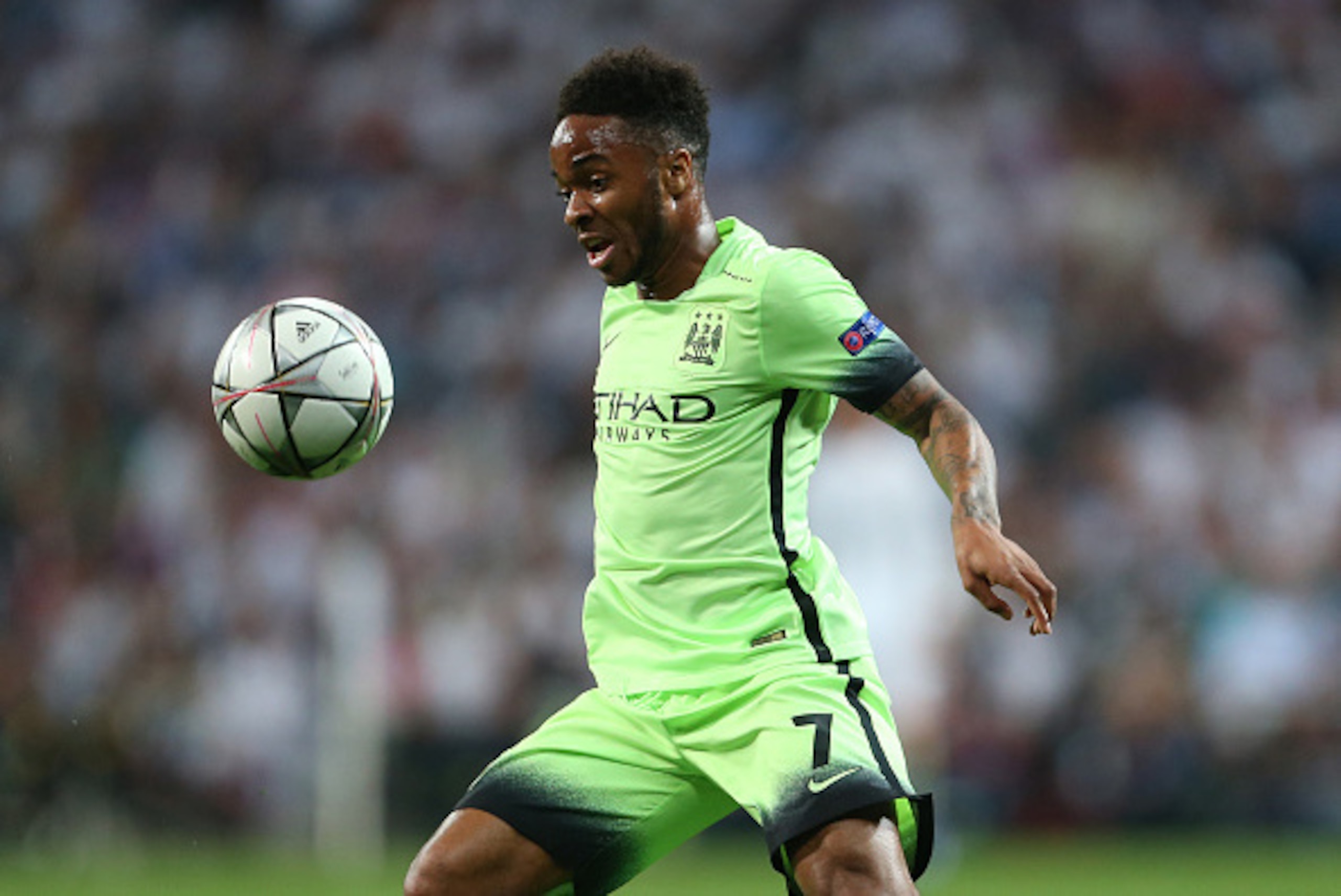MADRID, SPAIN - MAY 04:  Raheem Sterling of Manchester City during the UEFA Champions League Semi Final second leg match between Real Madrid and Manchester City FC at Estadio Santiago Bernabeu on May 4, 2016 in Madrid, Spain.  (Photo by Catherine Ivill - 