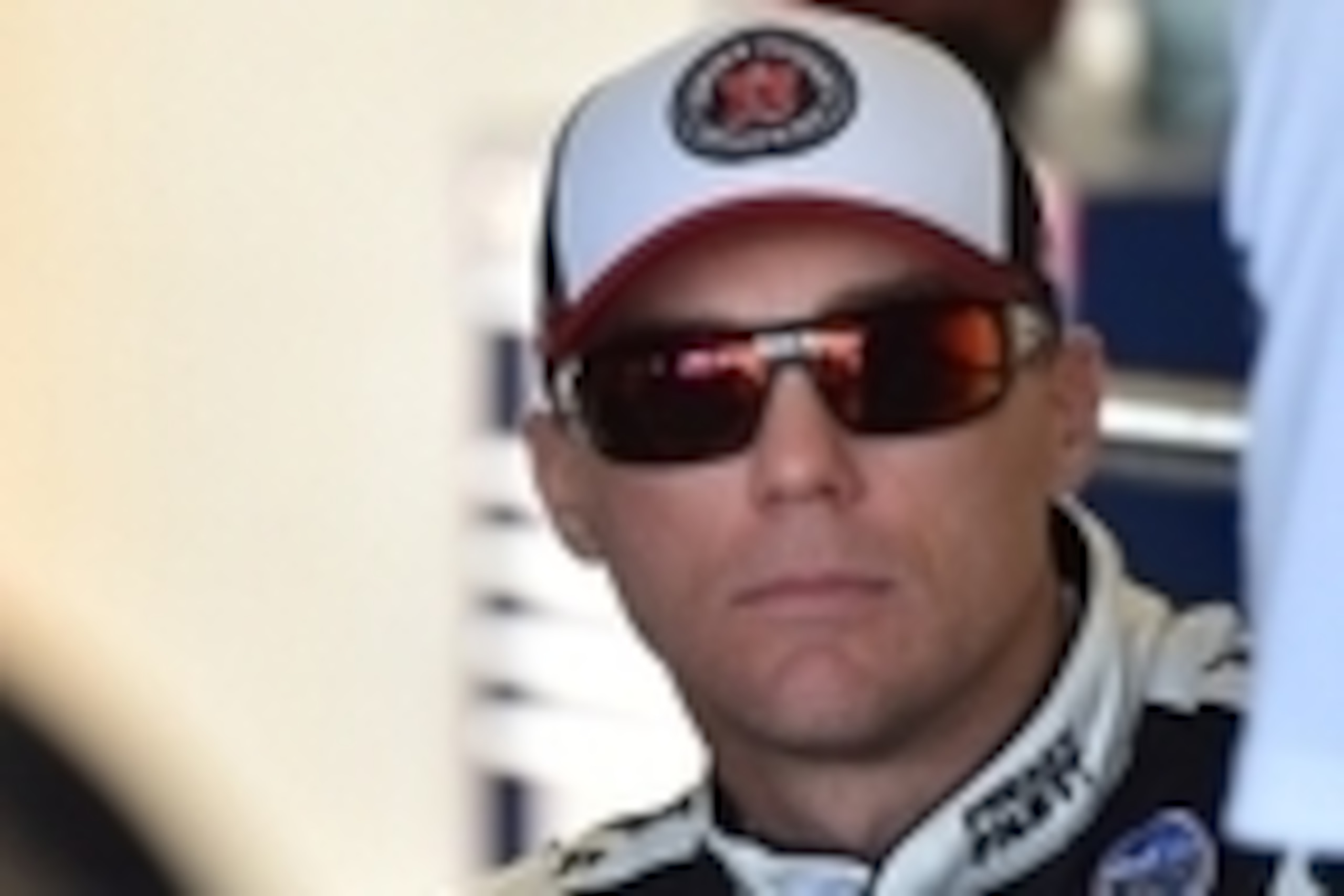May 6, 2016; Kansas City, KS, USA; NASCAR Sprint Cup Series driver Kevin Harvick sits in the garage during practice of the GoBowling 400 at Kansas Speedway. Mandatory Credit: Jasen Vinlove-USA TODAY Sports