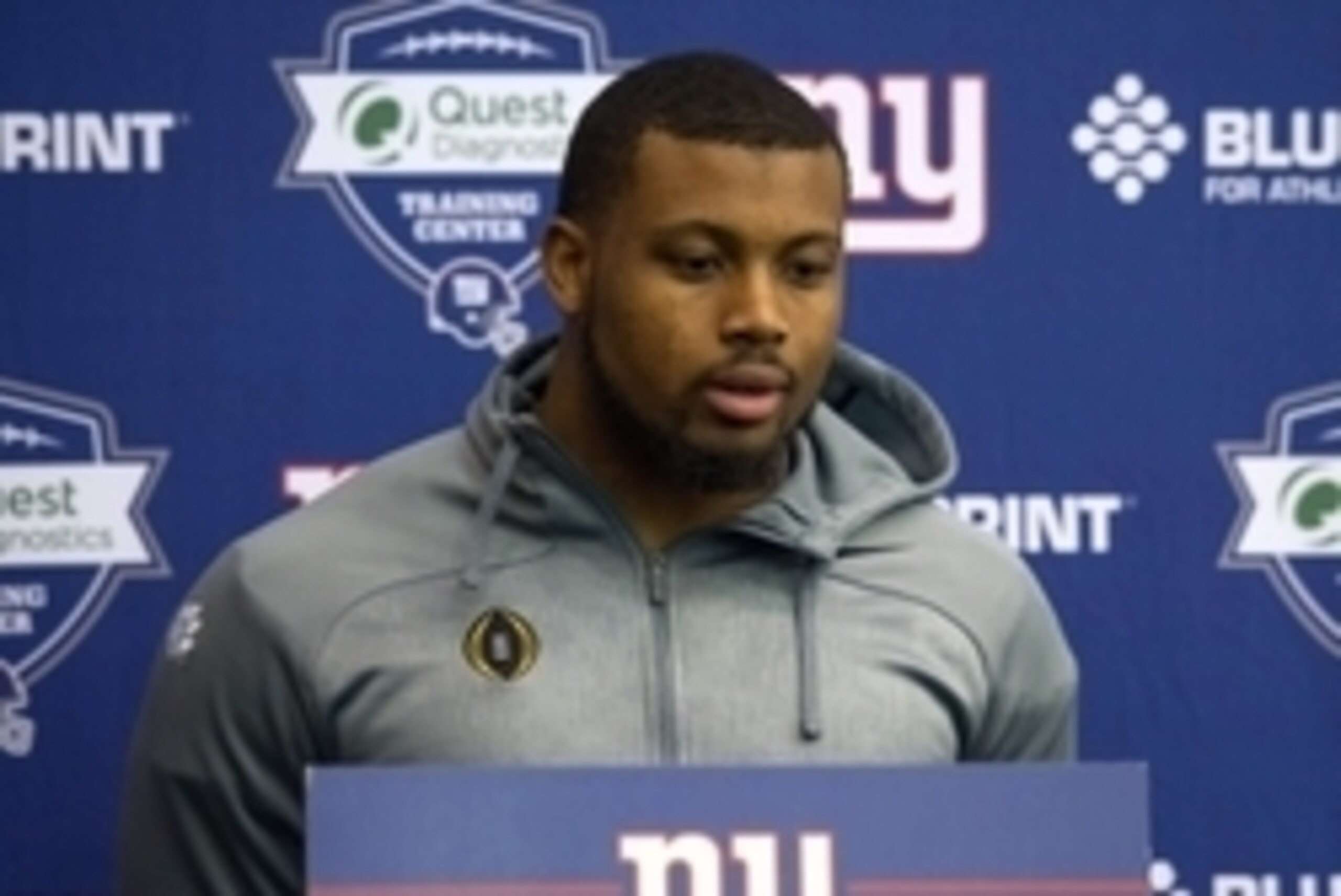 May 6, 2016; East Rutherford, NJ, USA; New York Giants  linebacker B.J. Goodson (93) during rookie minicamp at Quest Diagnostics Training Center. Mandatory Credit: William Hauser-USA TODAY Sports