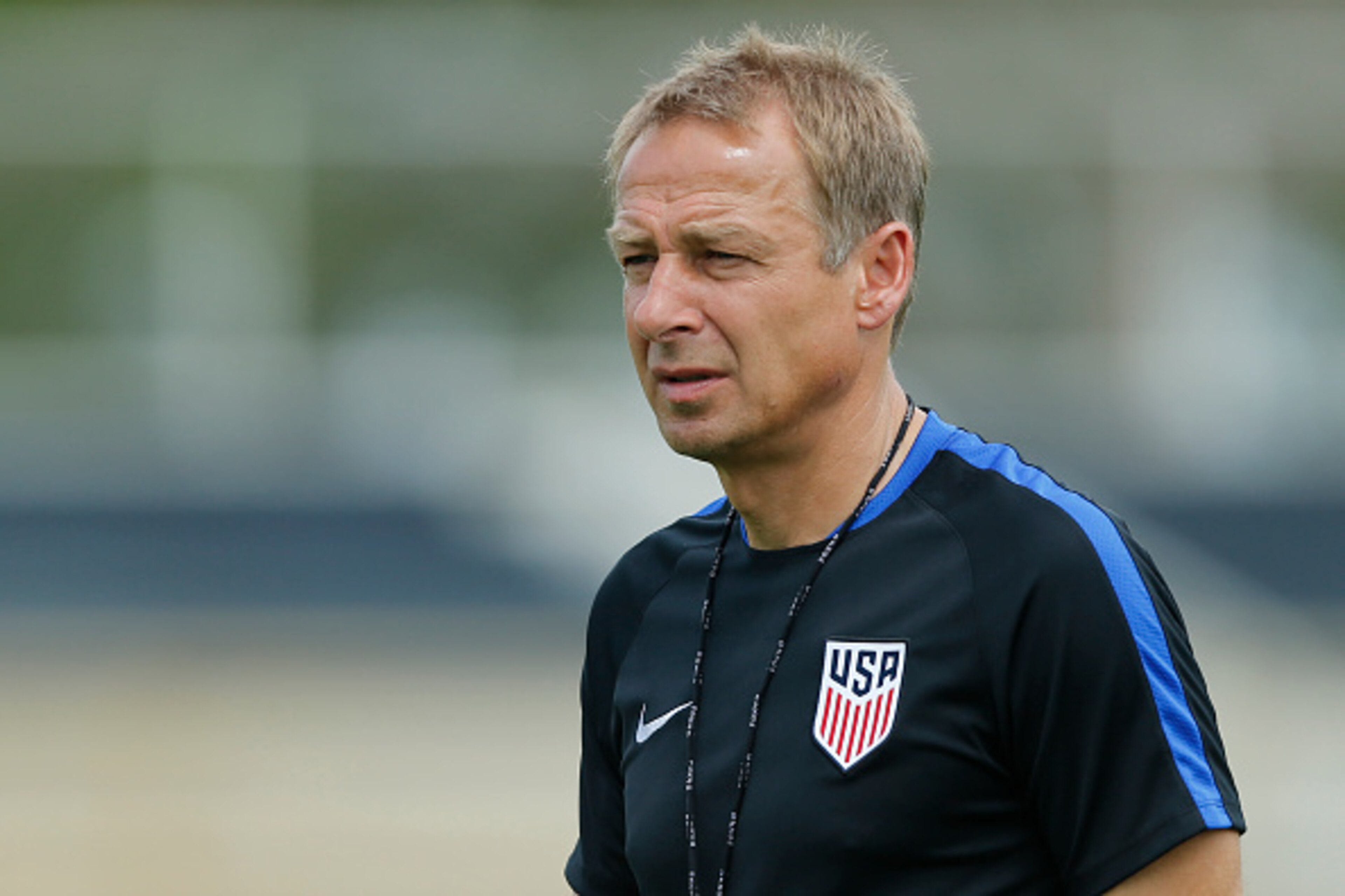 MIAMI SHORES, FL - MAY 18: Head coach Jurgen Klinsmann of the U.S. Men's National team watches the team go through drills during a training session on May 18, 2016 at Buccaneer Field on the campus of Barry University in Miami Shores, Florida. (Photo by Jo MIAMI SHORES, FL - MAY 18: Head coach Jurgen Klinsmann of the U.S. Men's National team watches the team go through drills during a training session on May 18, 2016 at Buccaneer Field on the campus of Barry University in Miami Shores, Florida. (Photo by Jo
