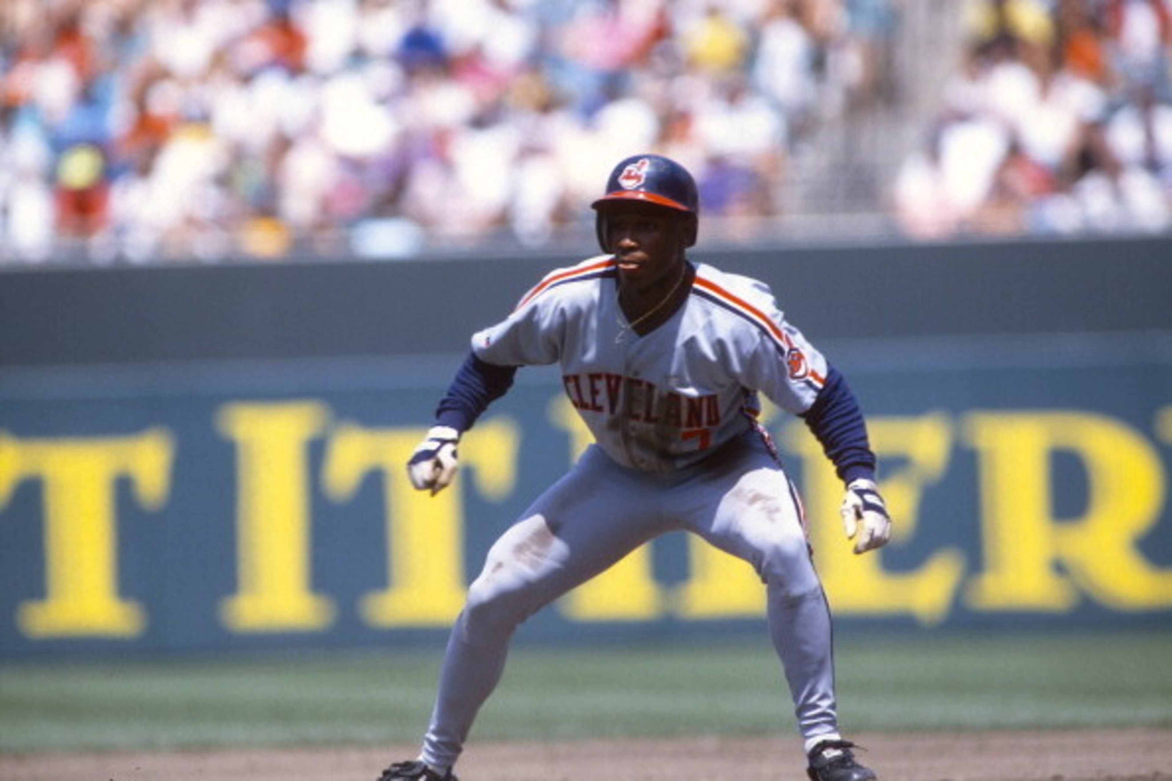 UNSPECIFIED - CIRCA 1992: Kenny Lofton #7 of the Cleveland Indians gets a lead off of second base during an Major League Baseball game circa 1992. Lofton played for the Indians from 1992-96, 1998-2001 and 2007. (Photo by Focus on Sport/Getty Images) UNSPECIFIED - CIRCA 1992: Kenny Lofton #7 of the Cleveland Indians gets a lead off of second base during an Major League Baseball game circa 1992. Lofton played for the Indians from 1992-96, 1998-2001 and 2007. (Photo by Focus on Sport/Getty Images)