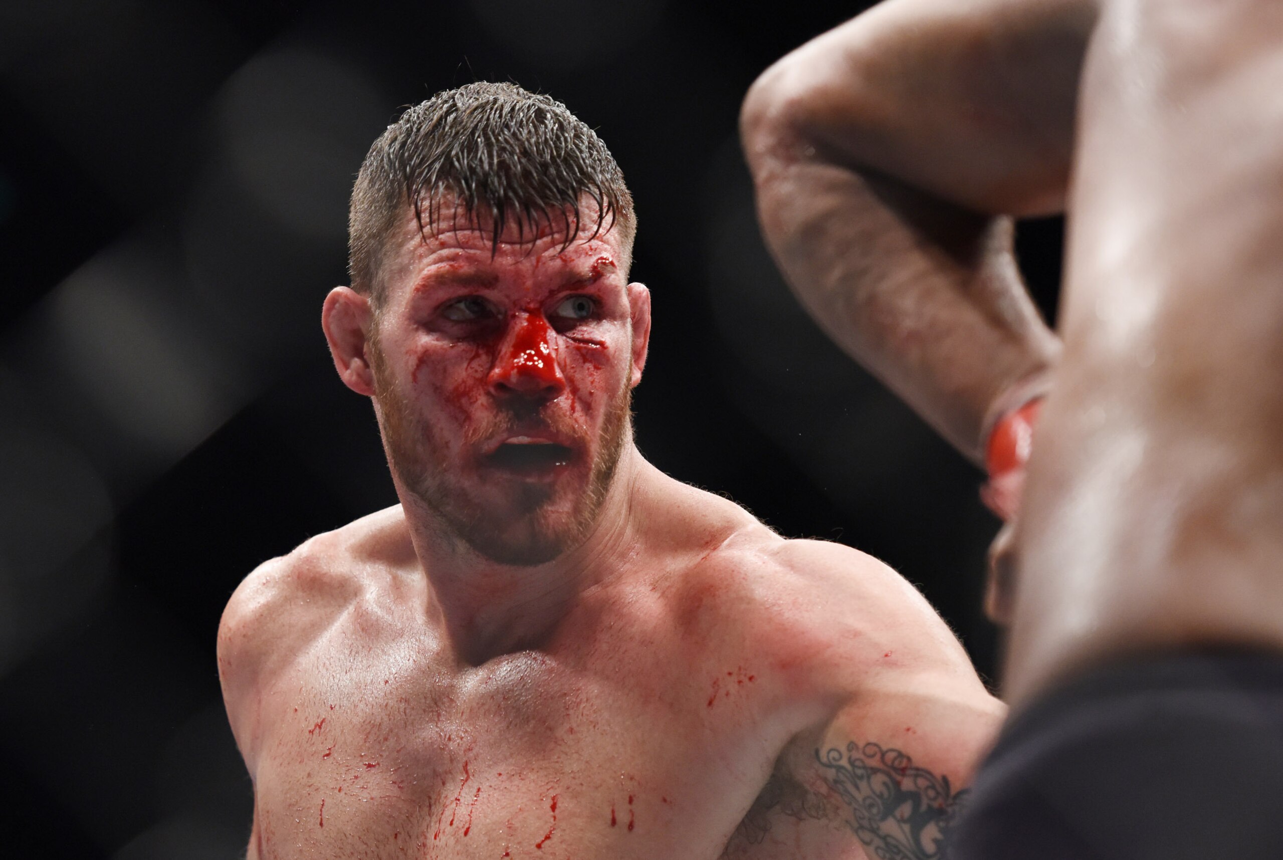 Feb 27, 2016; London, United Kingdom; Anderson Silva (red gloves) competes against Michael Bisping (blue gloves) during UFC Fight Night at O2 Arena. Mandatory Credit: Per Haljestam-USA TODAY Sports