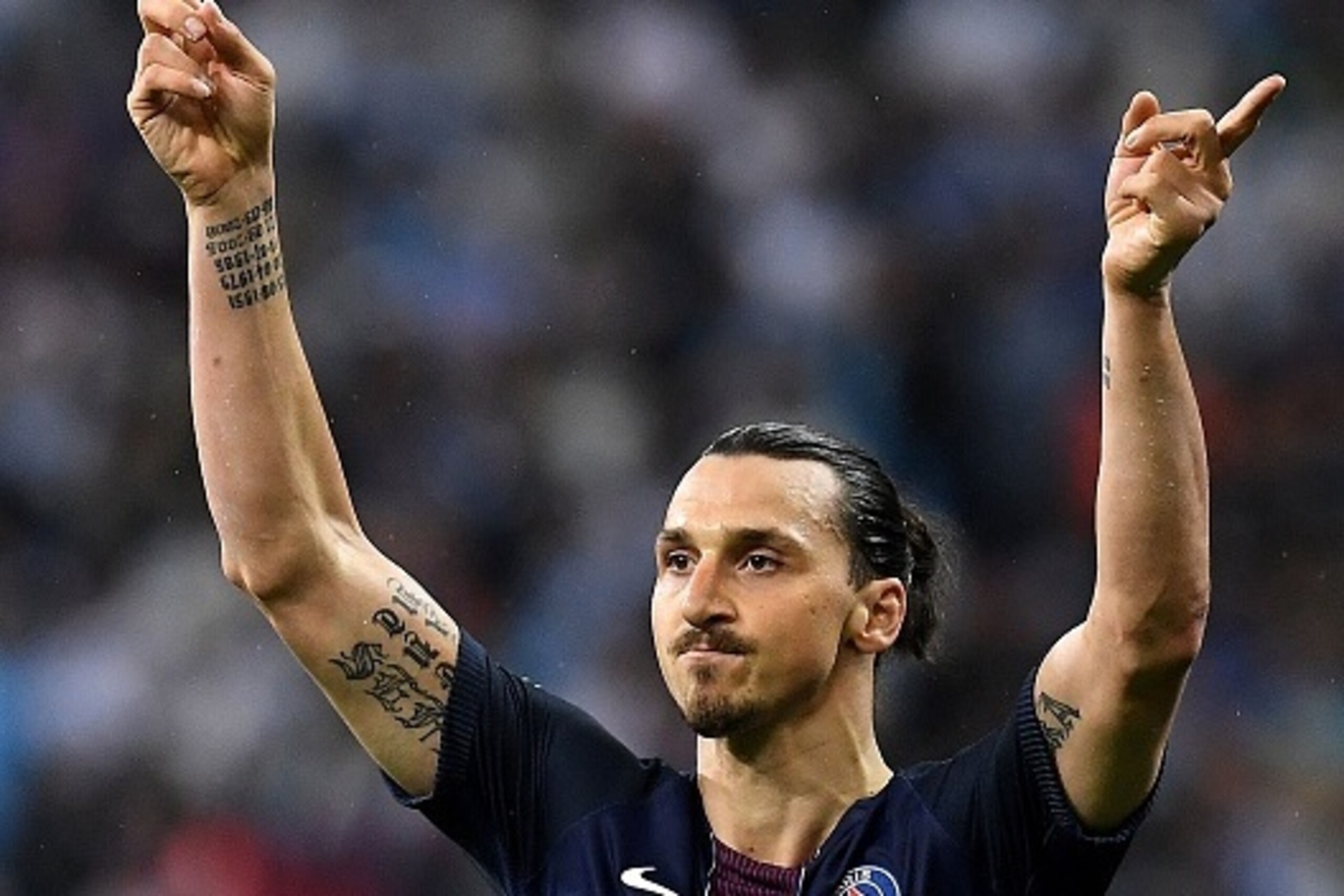 Paris Saint-Germain's Swedish forward Zlatan Ibrahimovic celebrates after scoring a goal during the French Cup final football match beween Marseille (OM) and Paris Saint-Germain (PSG) on May 21, 2016 at the Stade de France in Saint-Denis, north of Paris. Paris Saint-Germain's Swedish forward Zlatan Ibrahimovic celebrates after scoring a goal during the French Cup final football match beween Marseille (OM) and Paris Saint-Germain (PSG) on May 21, 2016 at the Stade de France in Saint-Denis, north of Paris.