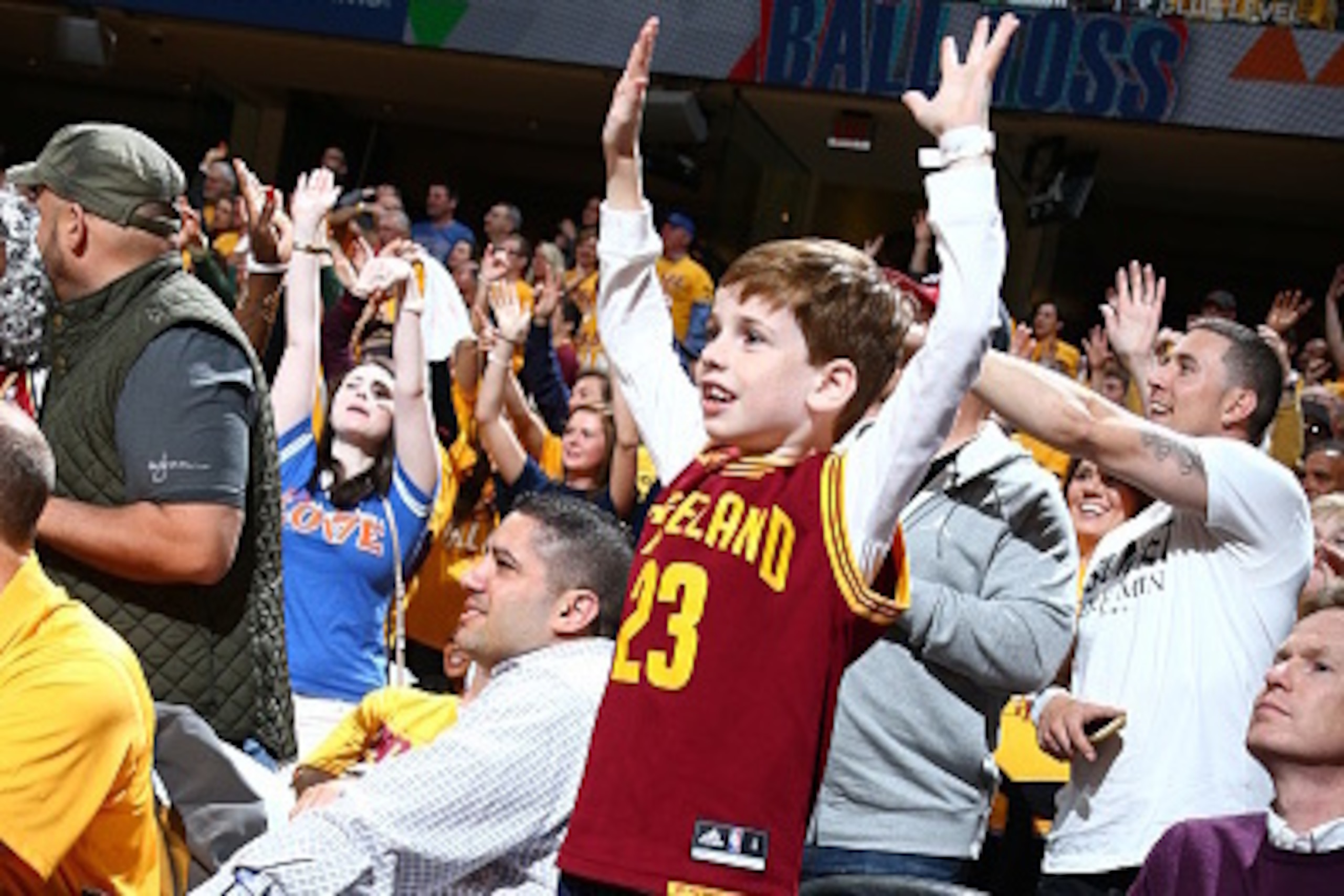 CLEVELAND, OH - MAY 17: The Cleveland Cavaliers fans celebrate against the Toronto Raptors during Game One of the Eastern Conference Finals during the 2016 NBA Playoffs between the Toronto Raptors and the Cleveland Cavaliers on May 17, 2016 at Quicken Loa CLEVELAND, OH - MAY 17: The Cleveland Cavaliers fans celebrate against the Toronto Raptors during Game One of the Eastern Conference Finals during the 2016 NBA Playoffs between the Toronto Raptors and the Cleveland Cavaliers on May 17, 2016 at Quicken Loa