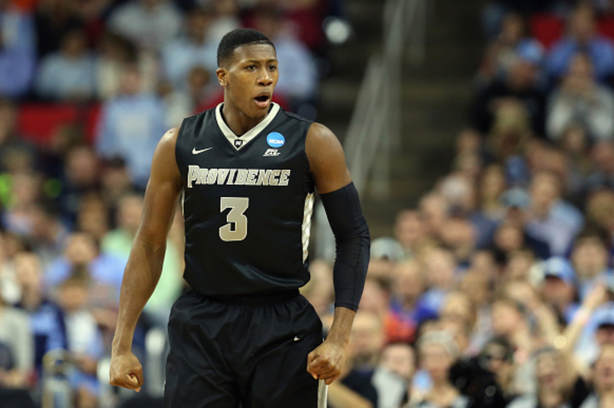 RALEIGH, NC - MARCH 19:  Kris Dunn #3 of the Providence Friars reacts in the first half against the North Carolina Tar Heels during the second round of the 2016 NCAA Men's Basketball Tournament at PNC Arena on March 19, 2016 in Raleigh, North Carolina.  (
