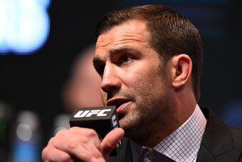 LAS VEGAS, NV - MARCH 04:  UFC middleweight champion Luke Rockhold interacts with media during the UFC Unstoppable launch press conference at the MGM Grand Garden Arena on March 4, 2016 in Las Vegas, Nevada. (Photo by Josh Hedges/Zuffa LLC/Zuffa LLC via G