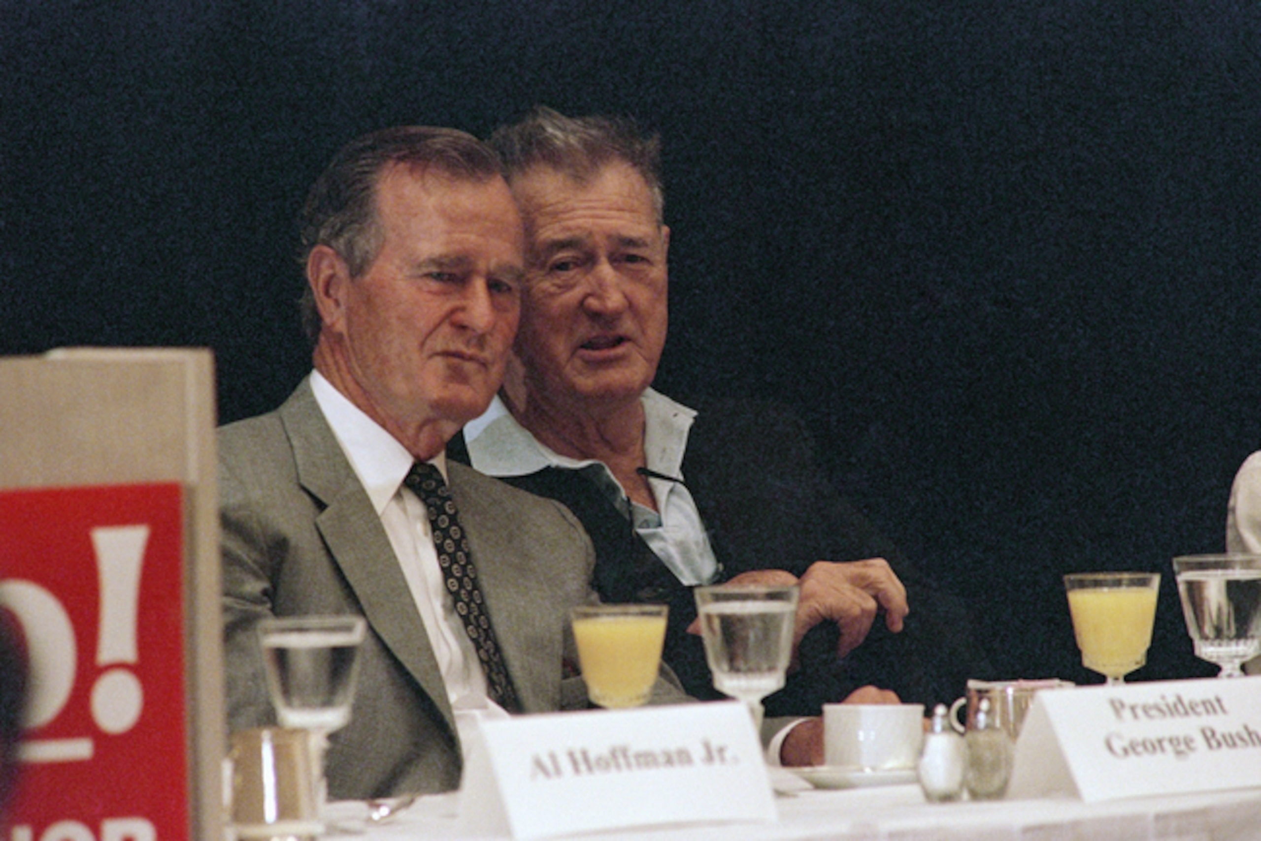 President George Bush (left) with Ted Williams (right)