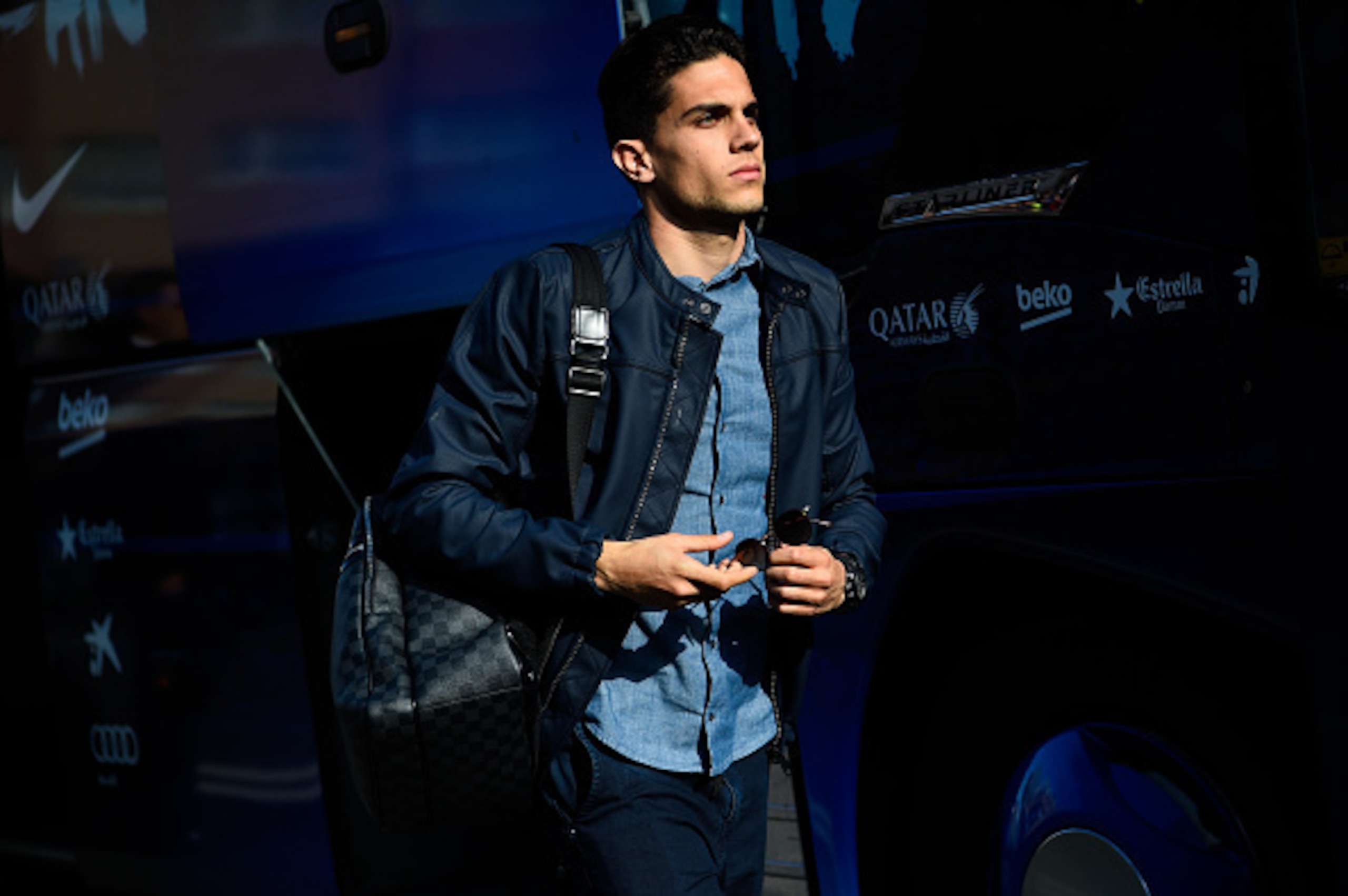 LA CORUNA, SPAIN - APRIL 20: Marc Bartra of FC Barcelona arrives at Riazor stadium ahead of the La Liga match between RC Deportivo La Coruna and FC Barcelona at Riazor Stadium on April 20, 2016 in La Coruna, Spain. (Photo by David Ramos/Getty Images) LA CORUNA, SPAIN - APRIL 20: Marc Bartra of FC Barcelona arrives at Riazor stadium ahead of the La Liga match between RC Deportivo La Coruna and FC Barcelona at Riazor Stadium on April 20, 2016 in La Coruna, Spain. (Photo by David Ramos/Getty Images)