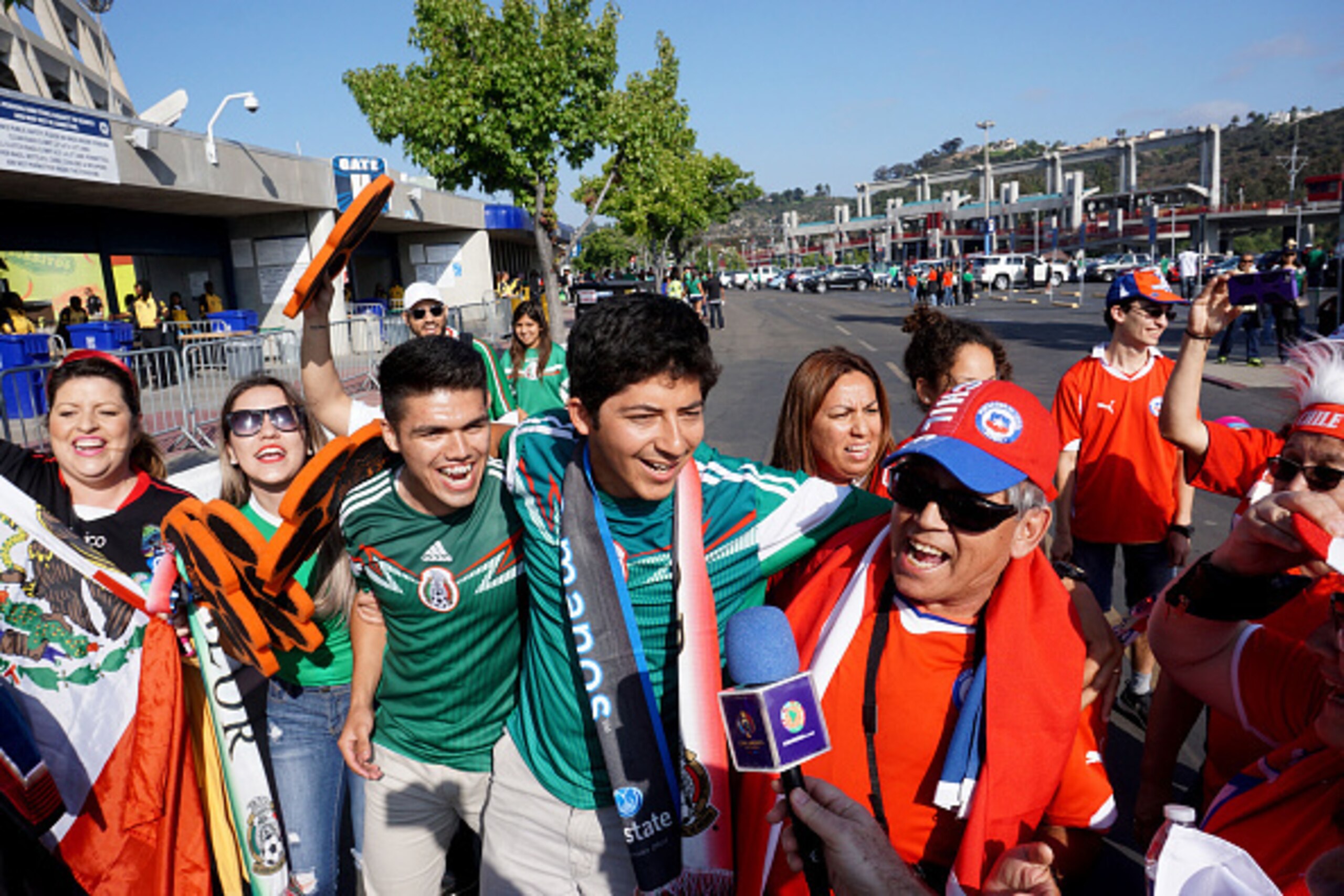 Fans cheer for their teams before the start of the Mexico vs Chile soccer match at Qualcomm Stadium in San Diego, California on Wednesday, June 1, 2016. / AFP / Sandy Huffaker (Photo credit should read SANDY HUFFAKER/AFP/Getty Images) Fans cheer for their teams before the start of the Mexico vs Chile soccer match at Qualcomm Stadium in San Diego, California on Wednesday, June 1, 2016. / AFP / Sandy Huffaker (Photo credit should read SANDY HUFFAKER/AFP/Getty Images)