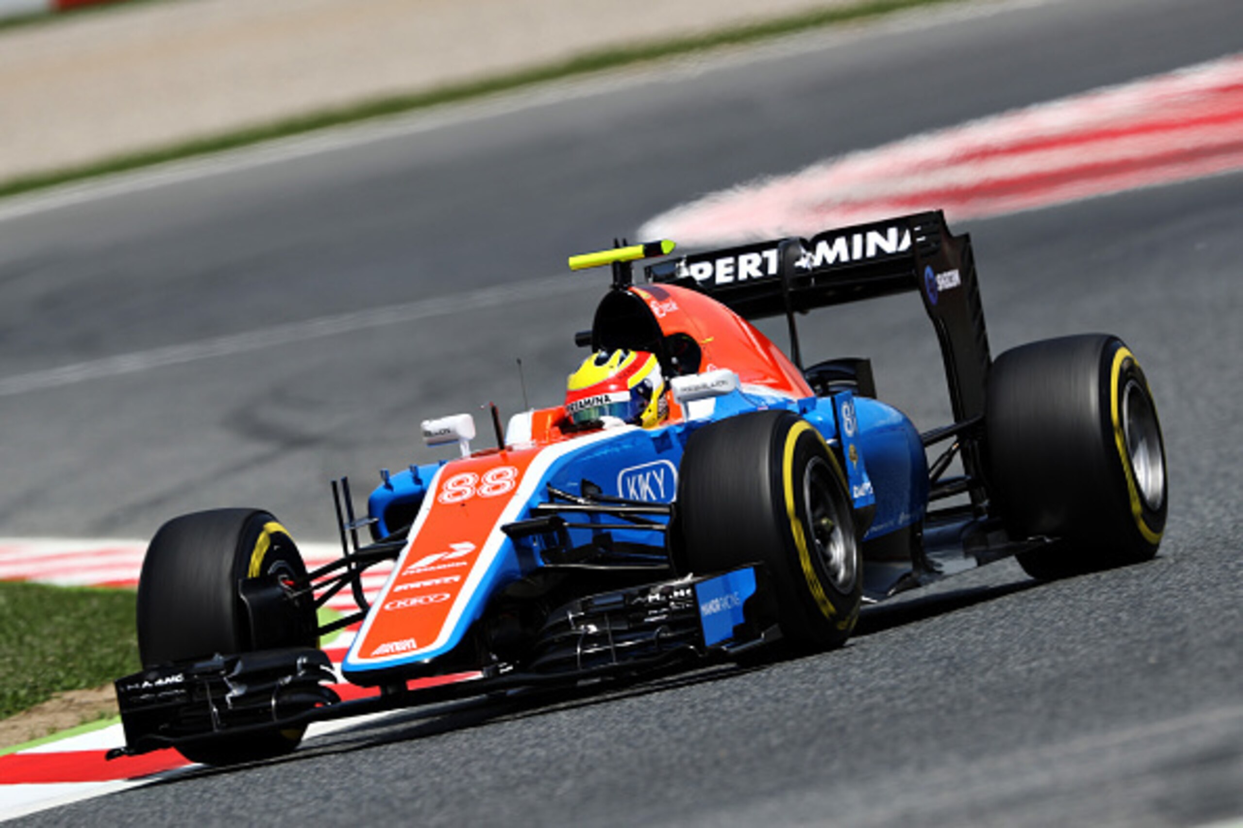 MONTMELO, SPAIN - MAY 13: Rio Haryanto of Indonesia driving the (88) Manor Racing MRT-Mercedes MRT05 Mercedes PU106C Hybrid turbo on track during practice for the Spanish Formula One Grand Prix at Circuit de Catalunya on May 13, 2016 in Montmelo, Spain.  