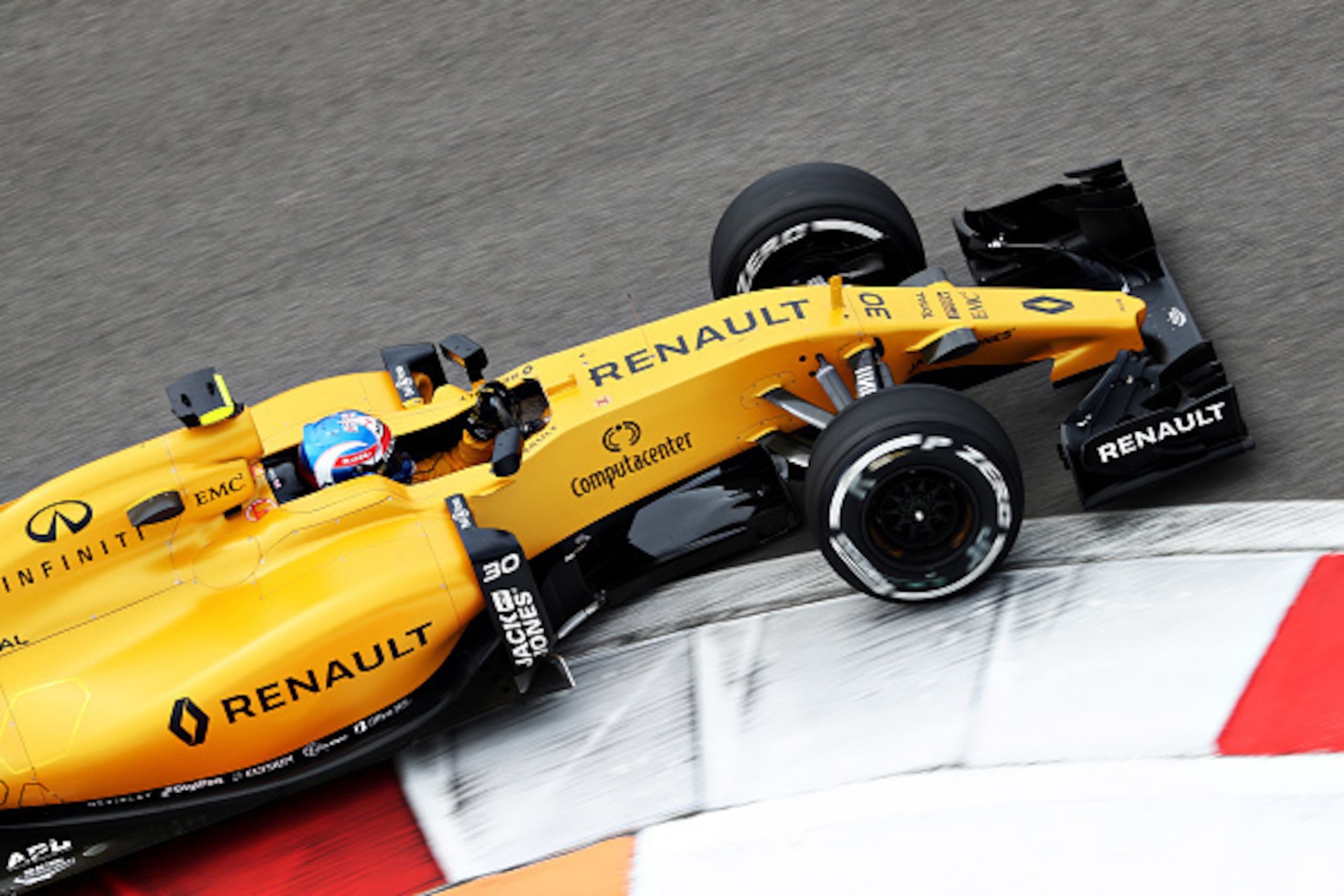 SOCHI, RUSSIA - APRIL 30: Jolyon Palmer of Great Britain driving the (30) Renault Sport Formula One Team Renault RS16 Renault RE16 turbo on track during final practice ahead of the Formula One Grand Prix of Russia at Sochi Autodrom on April 30, 2016 in So