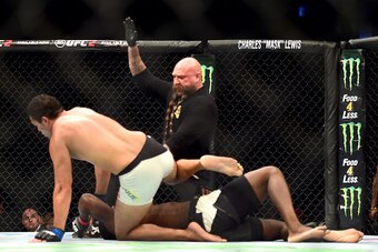INGLEWOOD, CA - JUNE 04:  Henrique da Silva gets up after the referee calls the fight in the second round against Jonathan Wilson in their light heavyweight bout during the UFC 199 event at The Forum on June 4, 2016 in Inglewood, California.  (Photo by Ha