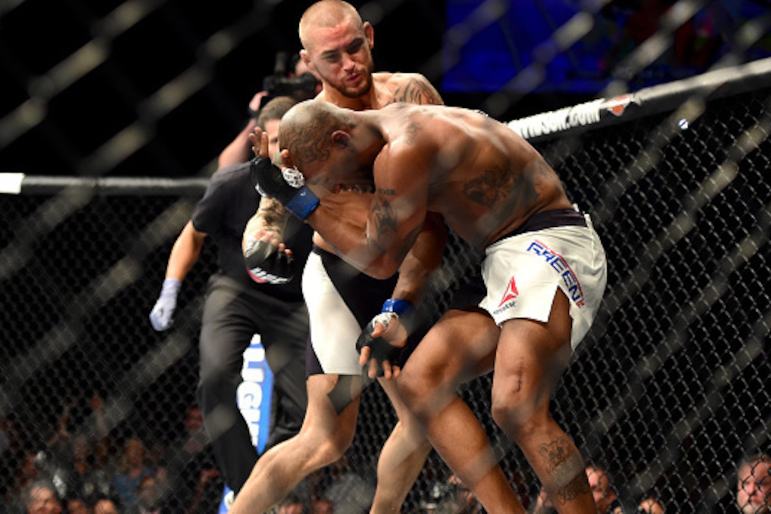 INGLEWOOD, CA - JUNE 04:  Dustin Poirier wrestles Bobby Green in their lightweight bout during the UFC 199 event at The Forum on June 4, 2016 in Inglewood, California.  (Photo by Harry How/Zuffa LLC/Zuffa LLC via Getty Images)