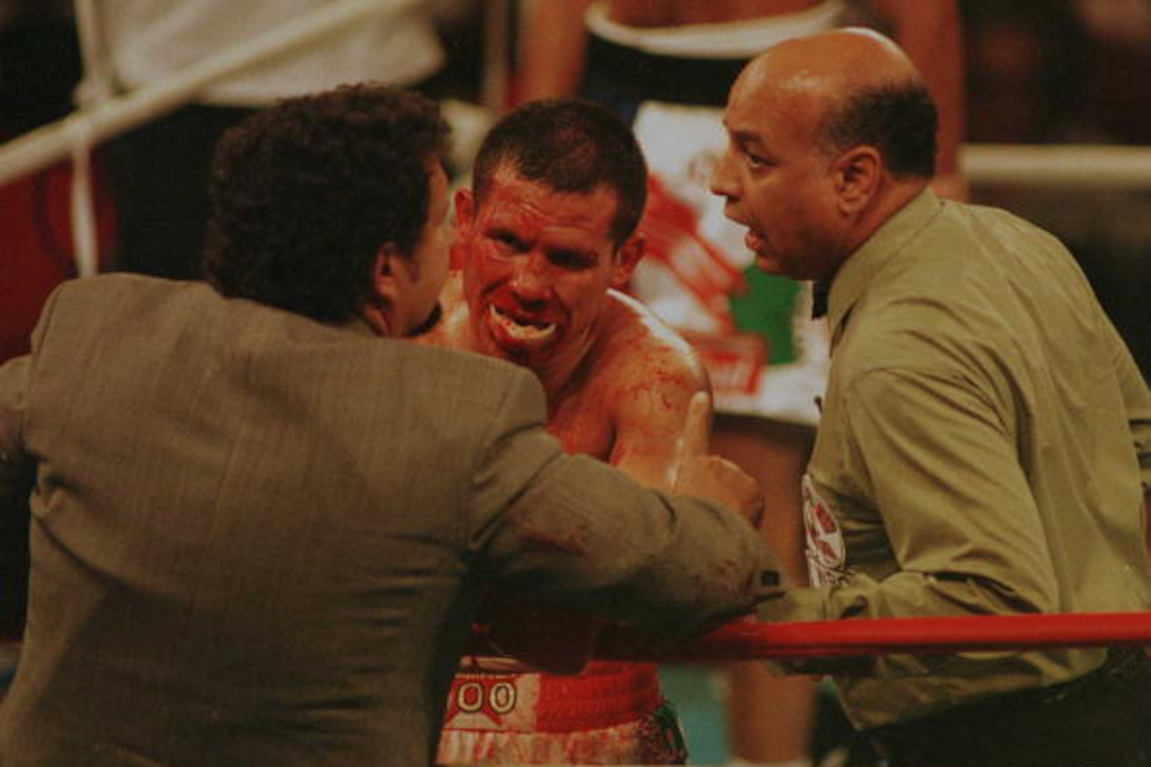 7 Jun 1996: Ringside doctor Flip Homasky and referee Joe Cortez stop Julio Cesar Chavez from continuing the fight during his WBC Super Lightweight title bout verus Oscar De La Hoya at Caesars Palace in Las Vegas, Nevada. De La Hoya won the bout with a d 7 Jun 1996: Ringside doctor Flip Homasky and referee Joe Cortez stop Julio Cesar Chavez from continuing the fight during his WBC Super Lightweight title bout verus Oscar De La Hoya at Caesars Palace in Las Vegas, Nevada. De La Hoya won the bout with a d