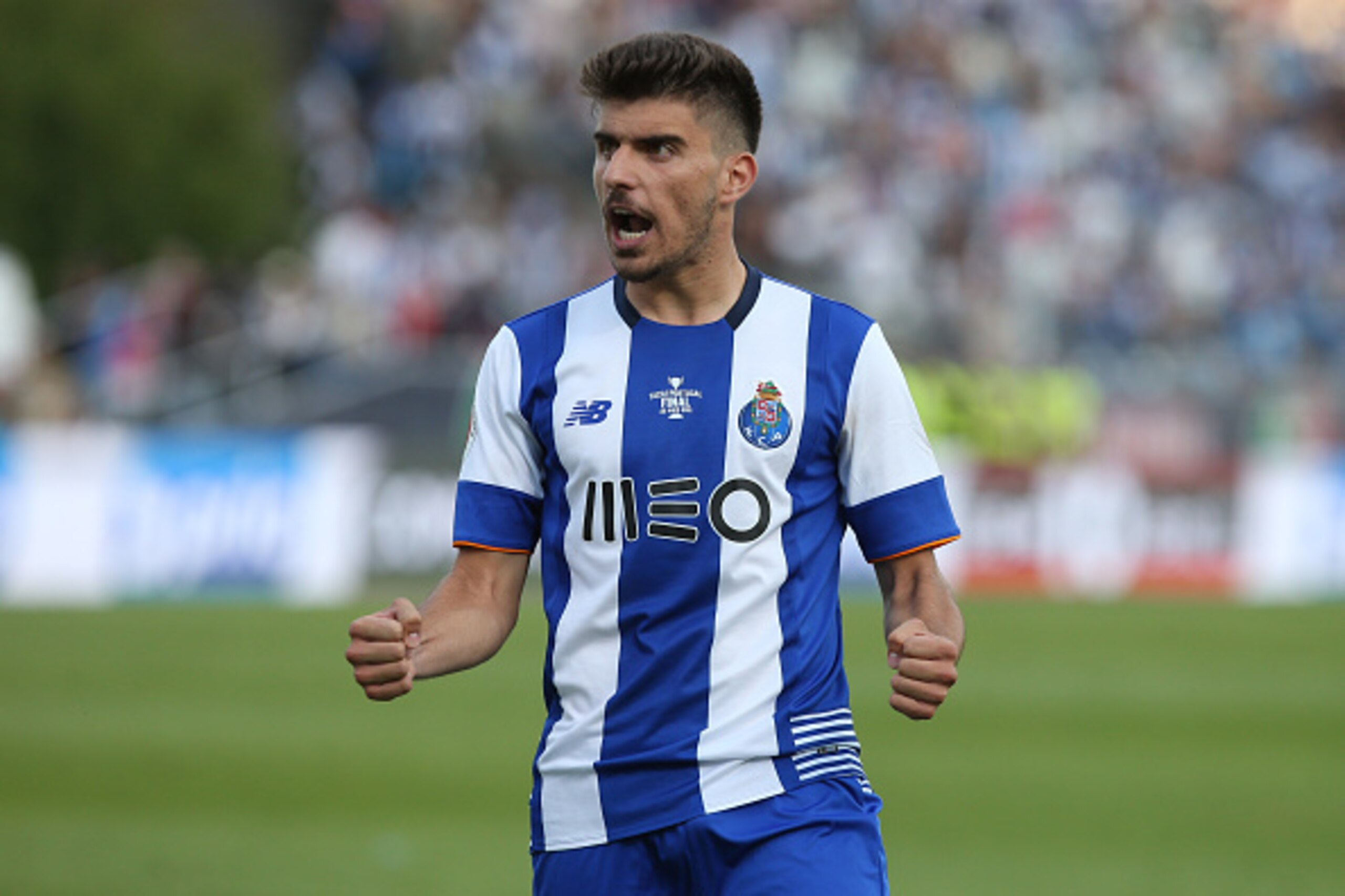 OEIRAS, PORTUGAL - MAY 22: FC Porto's midfielder Ruben Neves celebrates after scoring a penalty in the penalty shootout during the Portuguese Cup Final match between FC Porto and SC Braga at Estadio Nacional on May 22, 2016 in Lisbon, Portugal. (Photo by 