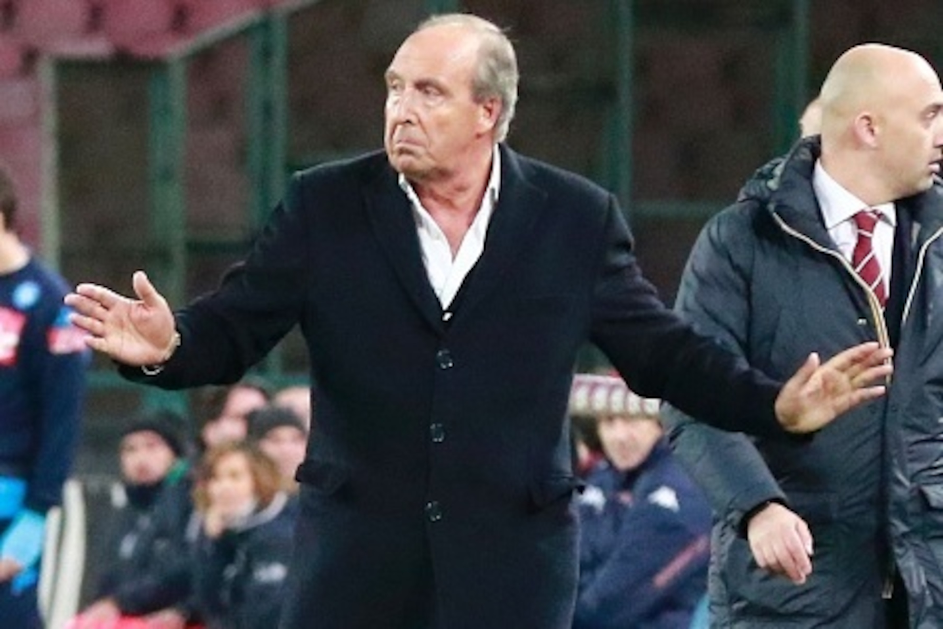 Torino's Italian coach Giampiero Ventura reacts during the Italian Serie A football match SSC Napoli vs Torino FC on January 6, 2016 at the San Paolo stadium in Naples. AFP PHOTO / CARLO HERMANN / AFP / CARLO HERMANN        (Photo credit should read CARLO