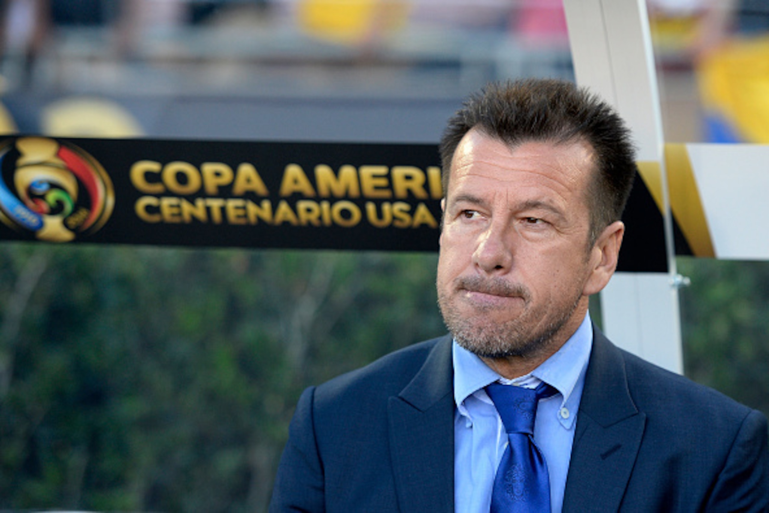 PASADENA CA - JUNE 4: Manager Dunga of Brazil during the 2016 Copa America Centenario Group B match between Brazil and Ecuador at the Rose Bowl June 4, 2016, Pasadena, California. (Photo by Kevork Djansezian/Getty Images)