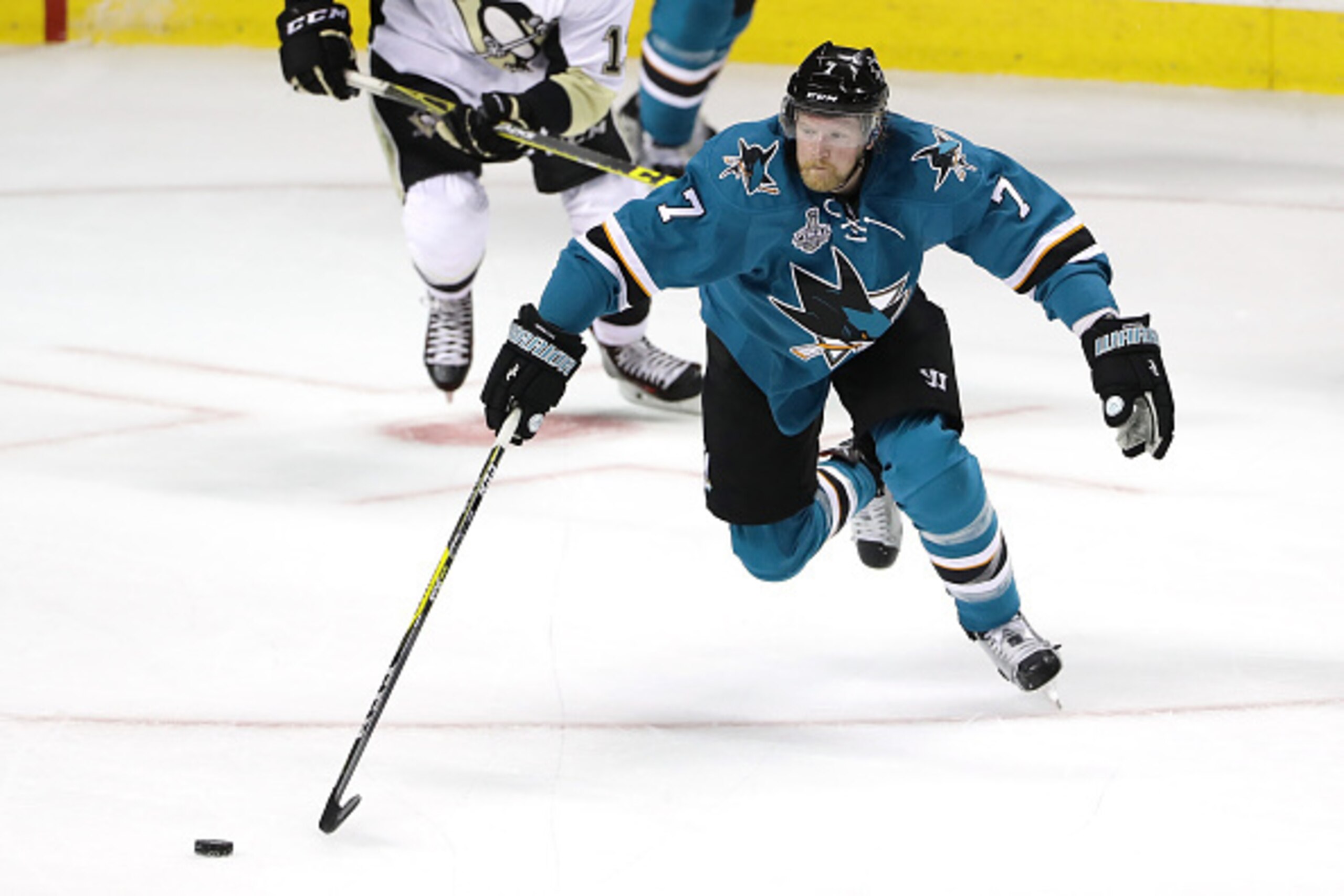 SAN JOSE, CA - JUNE 04:  Paul Martin #7 of the San Jose Sharks in action against the Pittsburgh Penguins in Game Three of the 2016 NHL Stanley Cup Final at SAP Center on June 4, 2016 in San Jose, California.  (Photo by Ezra Shaw/Getty Images)