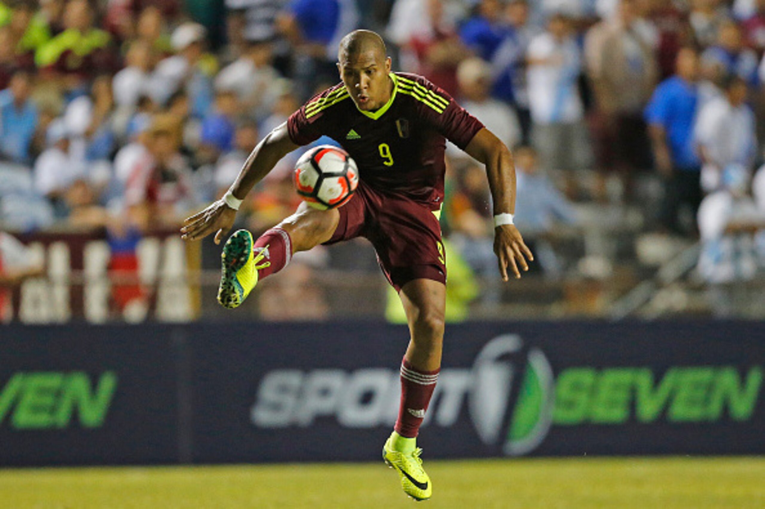 FORT LAUDERDALE, FL - JUNE 1: Salomon Rondon #9 of Venezuela takes a pass during second half action against Guatemala on June 1, 2016 at Lockhart Stadium in Fort Lauderdale, Florida. (Photo by Joel Auerbach/Getty Images) FORT LAUDERDALE, FL - JUNE 1: Salomon Rondon #9 of Venezuela takes a pass during second half action against Guatemala on June 1, 2016 at Lockhart Stadium in Fort Lauderdale, Florida. (Photo by Joel Auerbach/Getty Images)