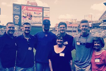 Jon Lester with the Schmidt family at Turner Field.