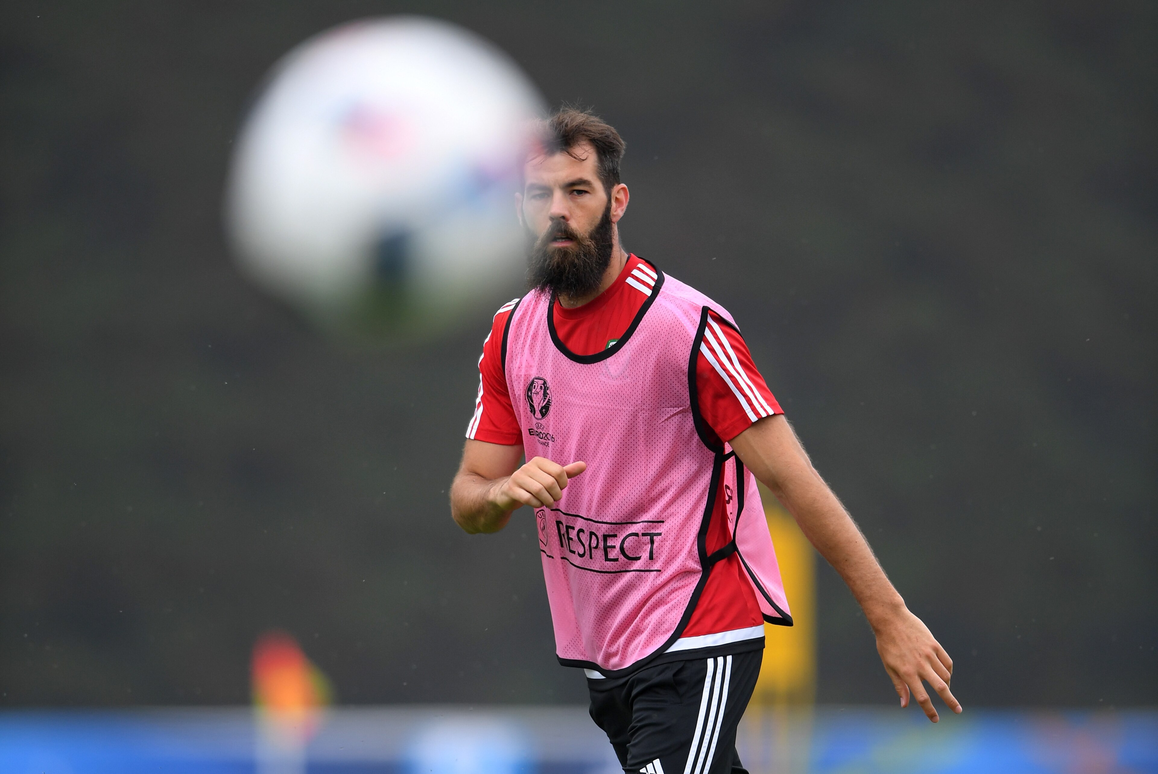 DINARD, FRANCE - JUNE 08: Wales player Joe Ledley in action during an open Euro 2016 Wales training session at the Wales training base on June 8, 2016 in Dinard, France. (Photo by Stu Forster/Getty Images) DINARD, FRANCE - JUNE 08: Wales player Joe Ledley in action during an open Euro 2016 Wales training session at the Wales training base on June 8, 2016 in Dinard, France. (Photo by Stu Forster/Getty Images)