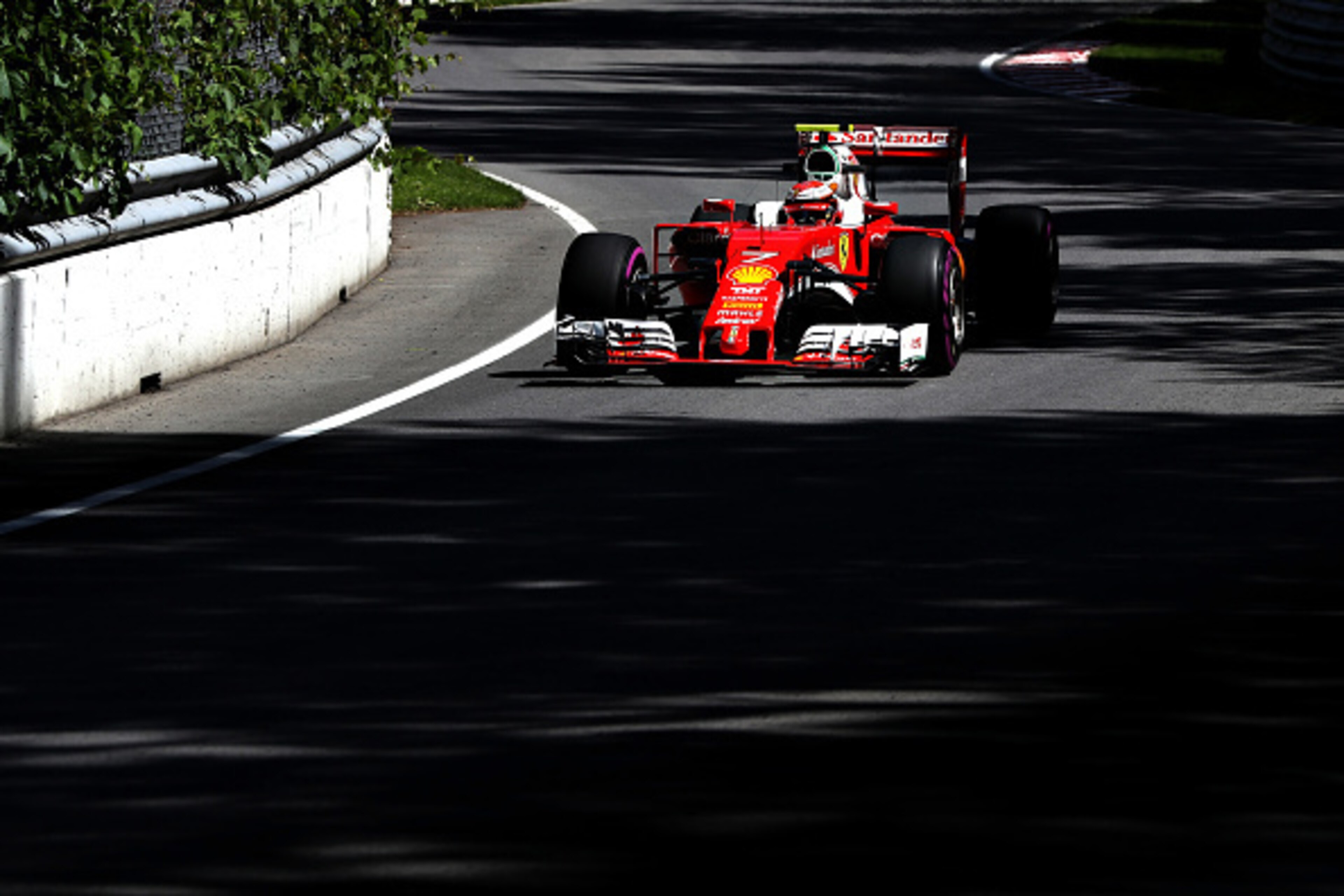MONTREAL, QC - JUNE 10: Kimi Raikkonen of Finland driving the (7) Scuderia Ferrari SF16-H Ferrari 059/5 turbo (Shell GP) on track during practice for the Canadian Formula One Grand Prix at Circuit Gilles Villeneuve on June 9, 2016 in Montreal, Canada.  (P