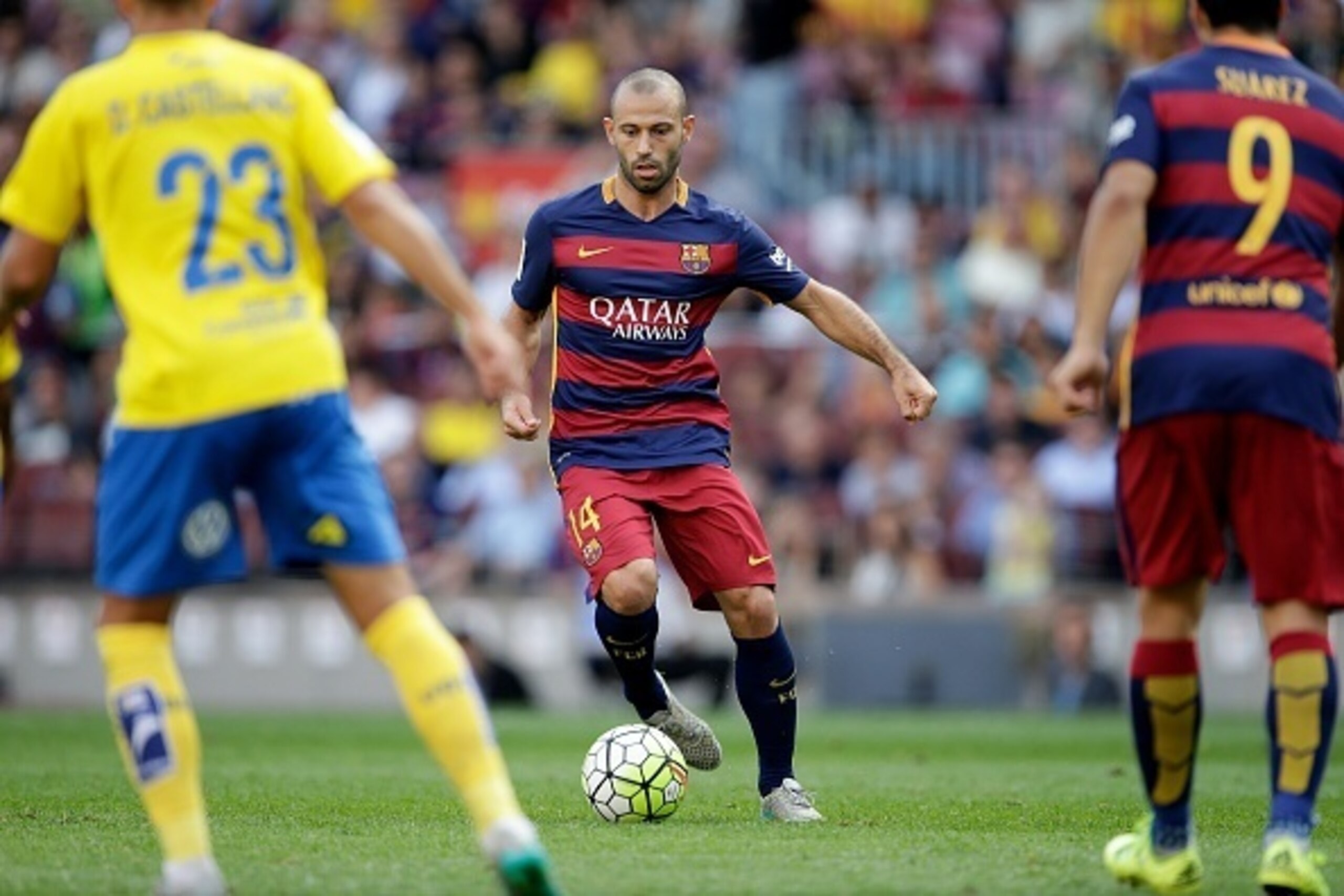 Javier Mascherano of FC Barcelona during the Primera Division match between FC Barcelona and Las Palmas on September 26, 2015 at Camp Nou stadium in Barcelona, Spain.(Photo by VI Images via Getty Images)