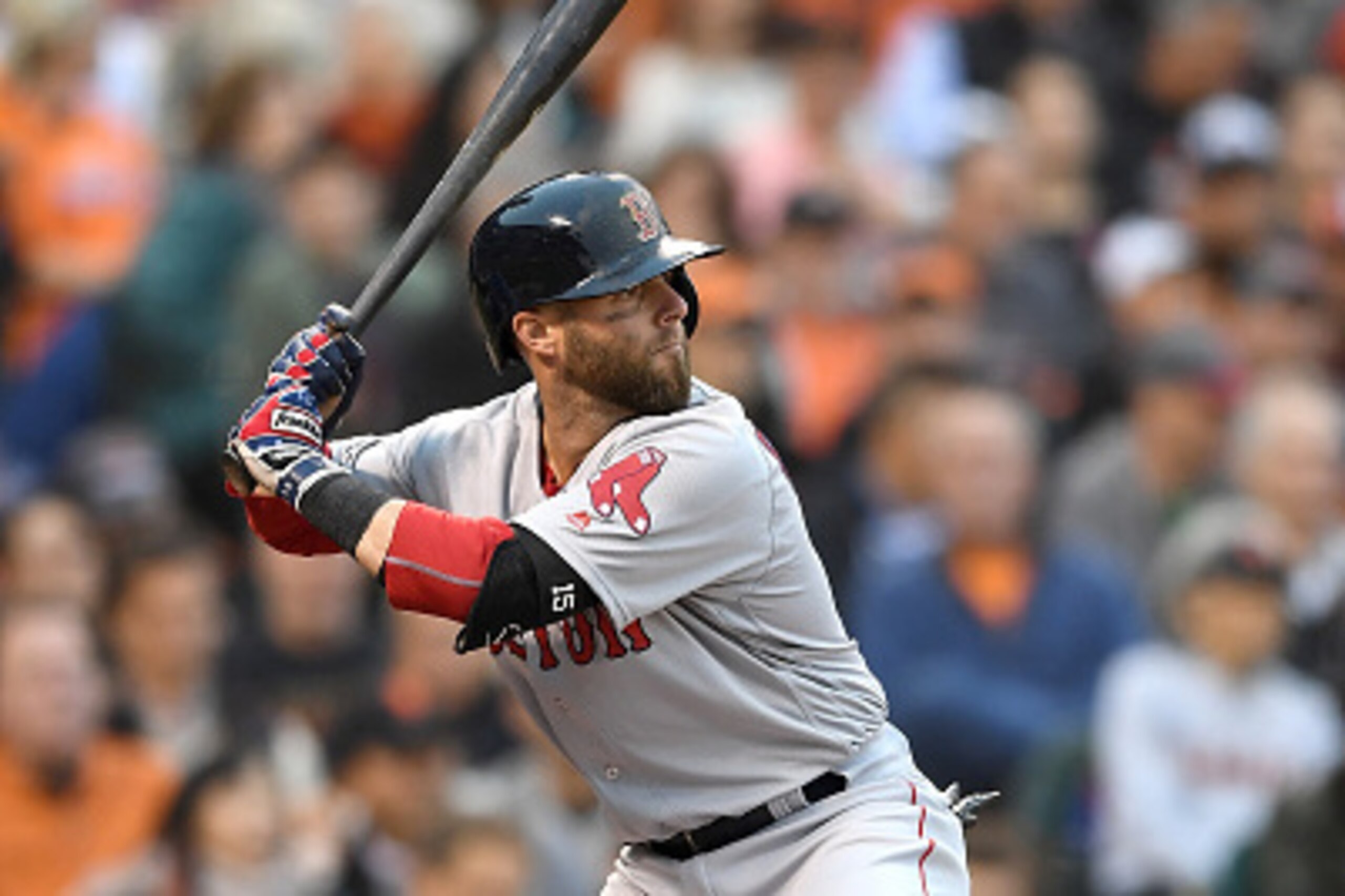 SAN FRANCISCO, CA - JUNE 07:  Dustin Pedroia #15 of the Boston Red Sox bats against the San Francisco Giants in the top of the third inning at AT&T Park on June 7, 2016 in San Francisco, California.  (Photo by Thearon W. Henderson/Getty Images)