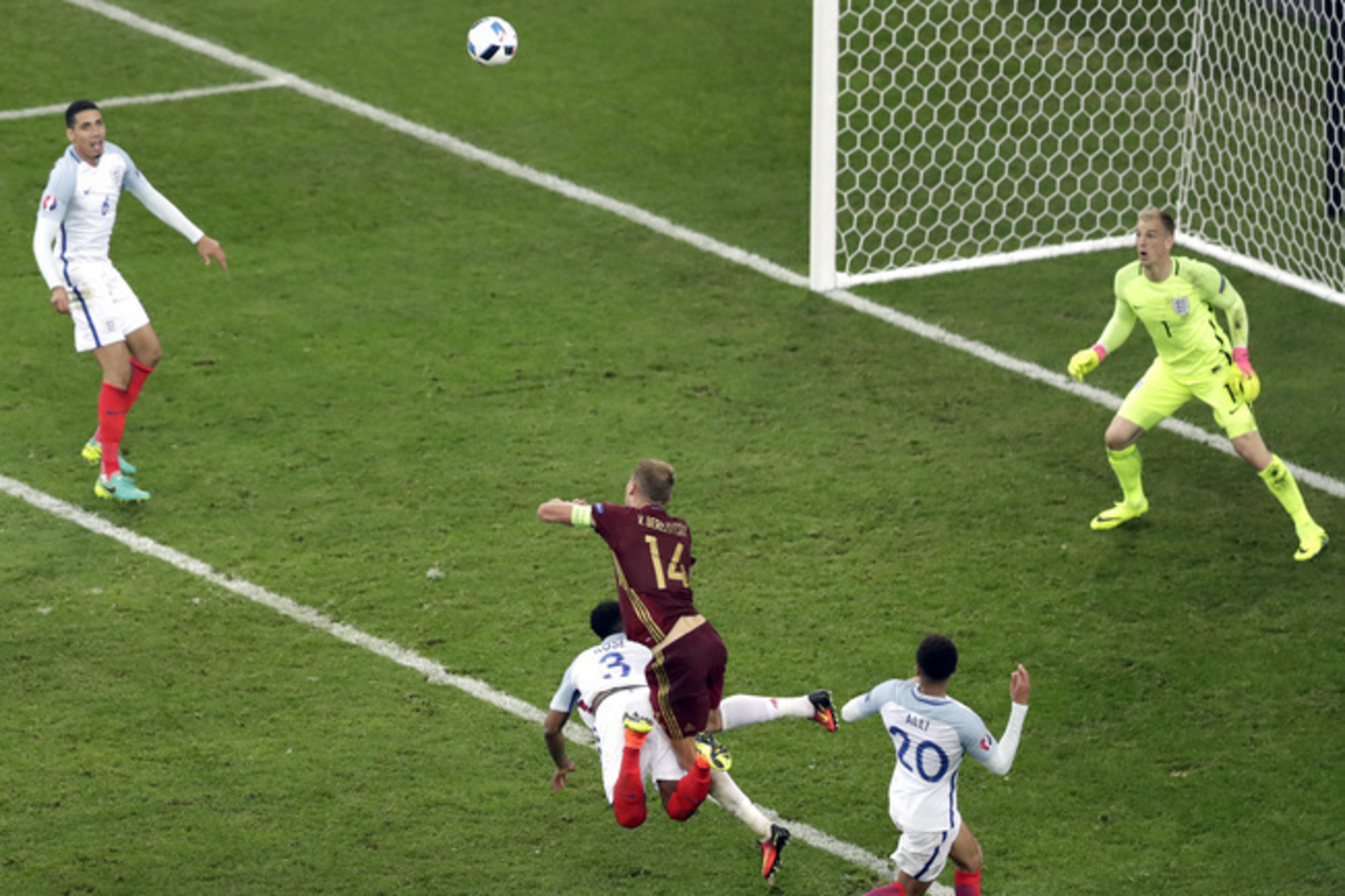Vasili Berezutski caught England out after they failed to sufficiently reorganise after a Russia corner. Vasili Berezutski caught England out after they failed to sufficiently reorganise after a Russia corner.
